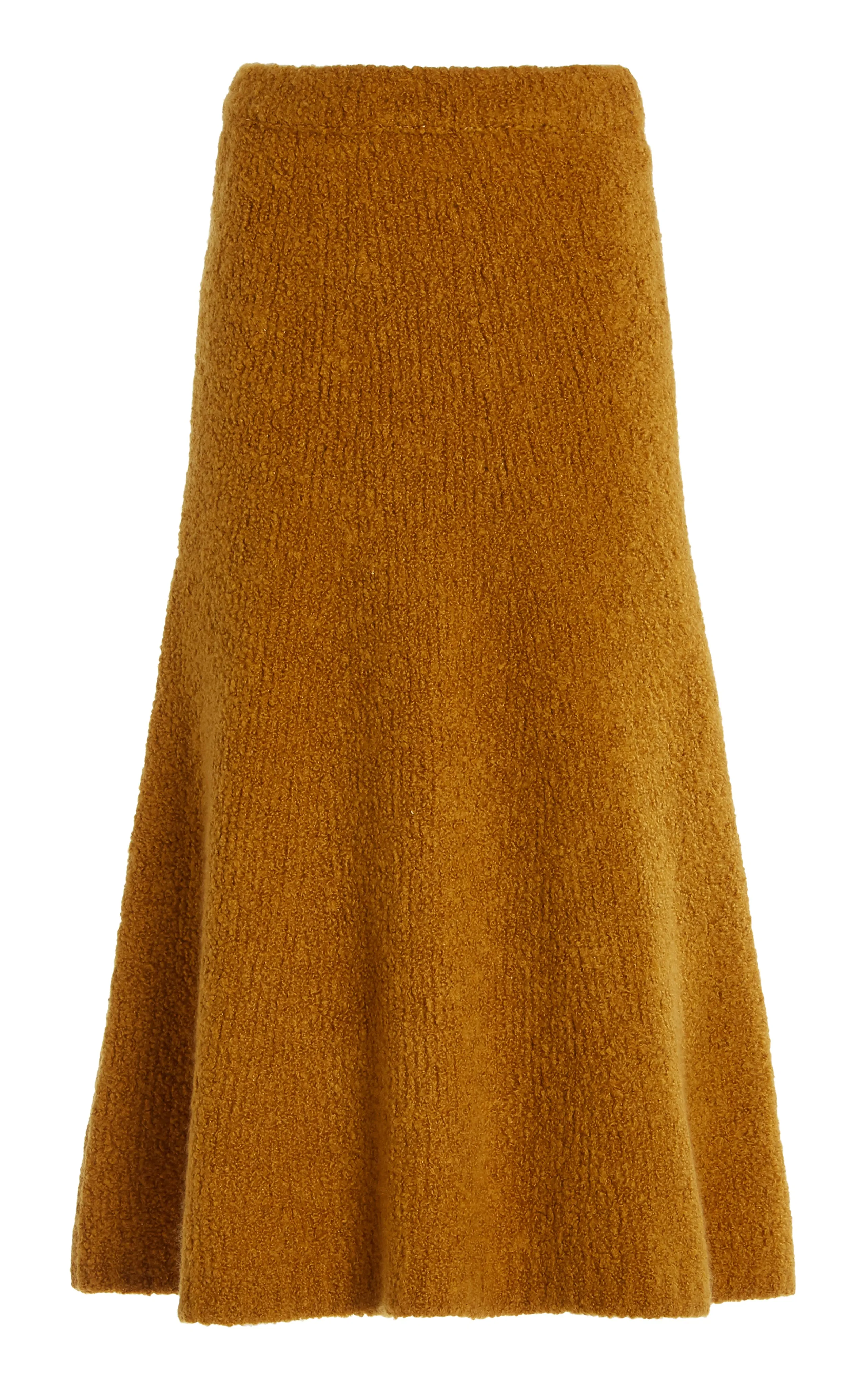 Relaxed Vibes Pablo Knit Midi Skirt in Saffron Cashmere Silk Boucle