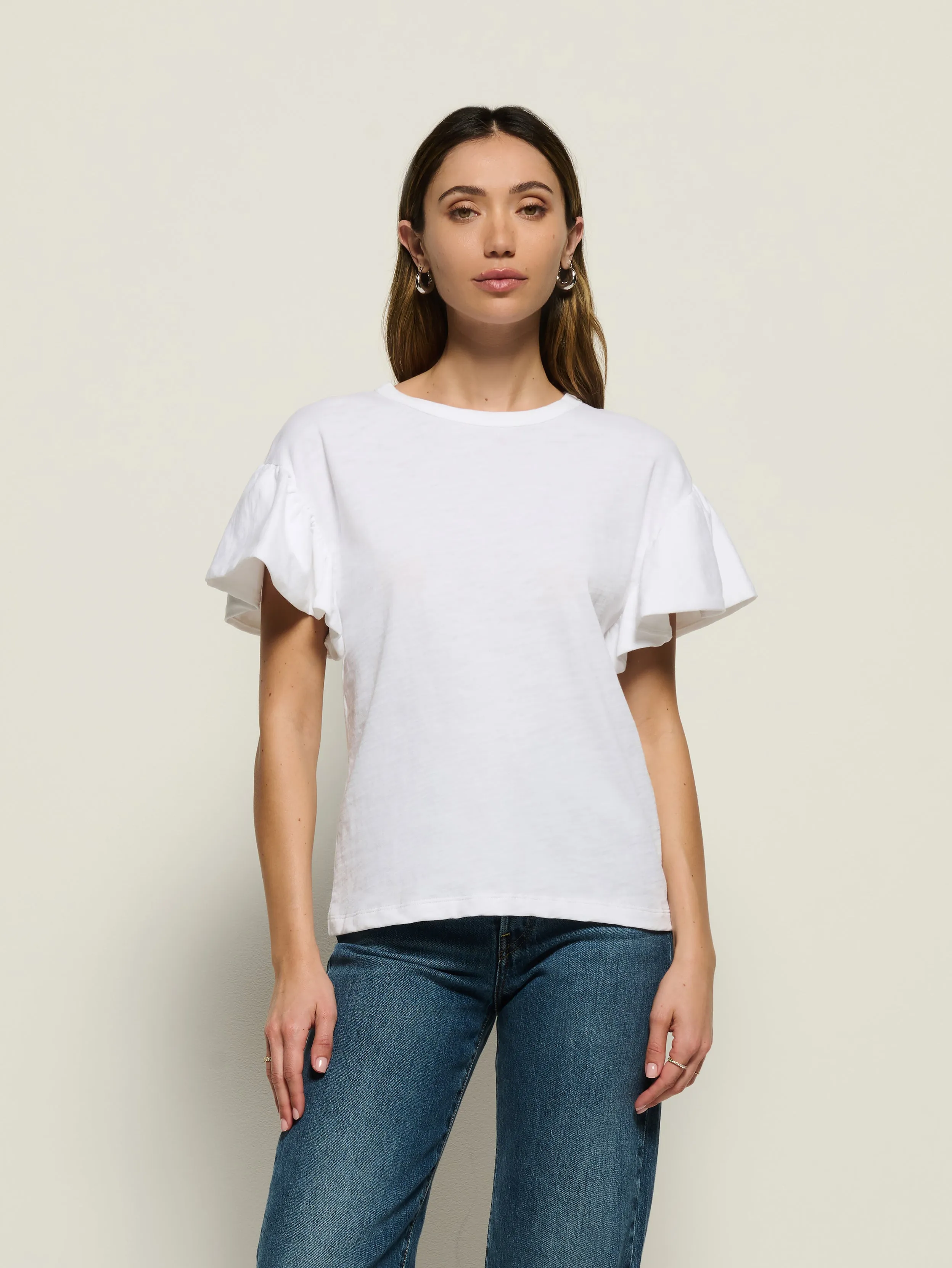 Camille Ruffle Tee Durable Reinforced Edges