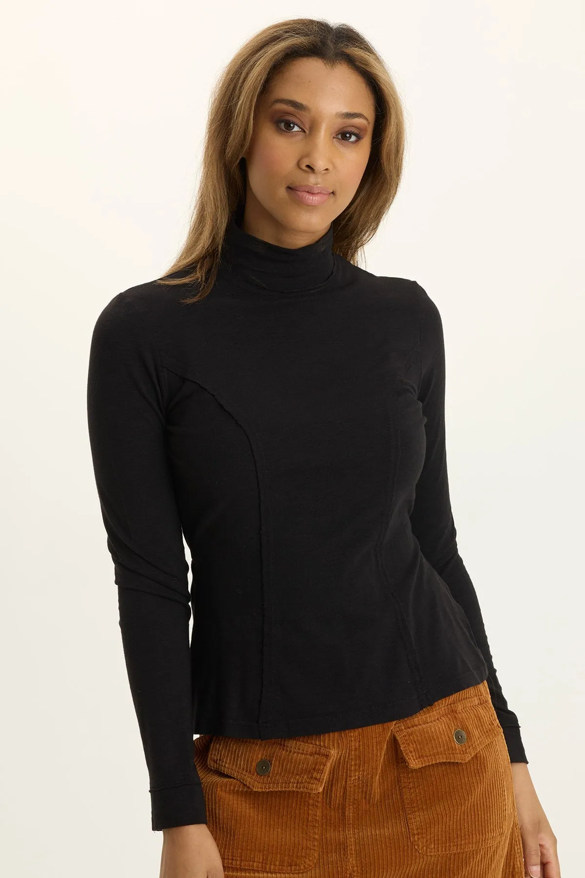 MultiPocket System Kari Jersey Mock-Neck Peplum Top