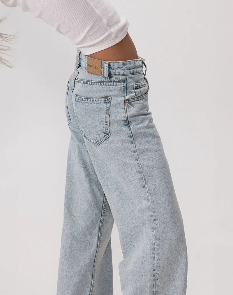 Low Rise Parallel Jeans in 80s Light Blue Wash Ski Core LayeredPaneling