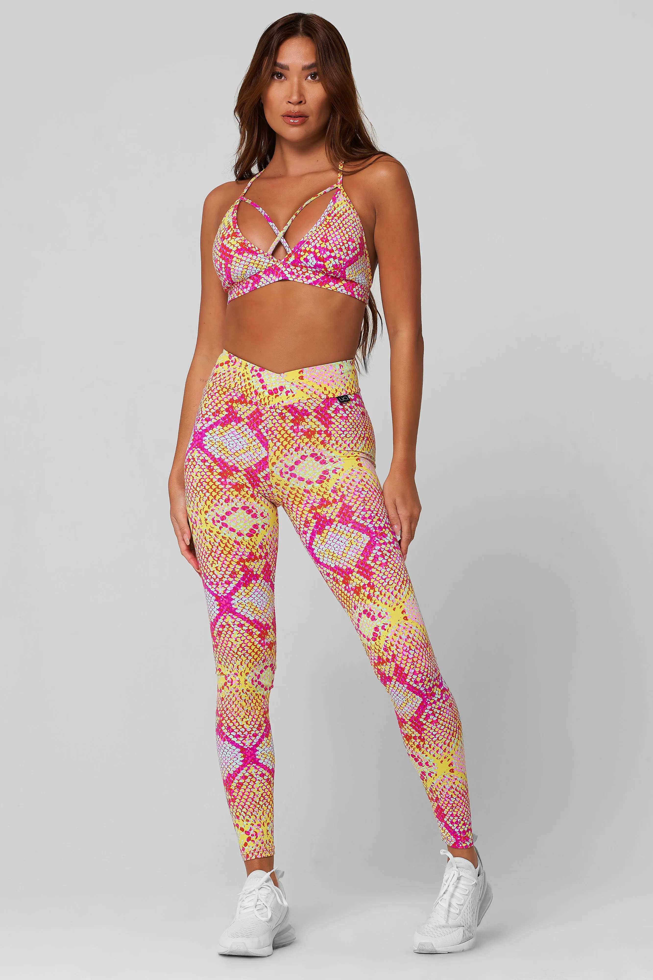 King Mode ElasticWaistband Pink Lemonade V-Cut Scrunch Legging
