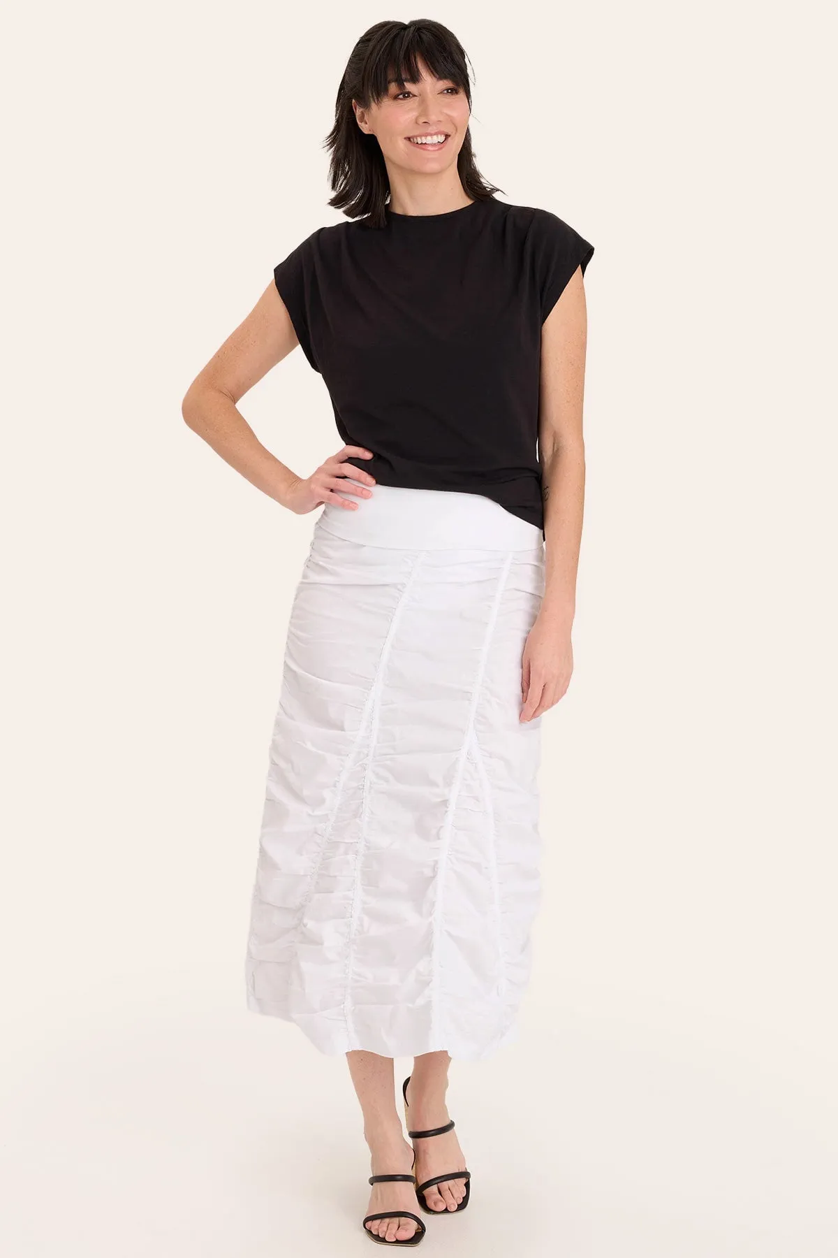 RecycledPolyester WrinkleFree Material Gored Peasant Skirt