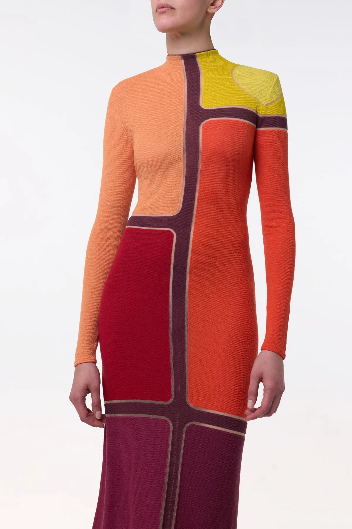 Apollonis Knit Maxi Dress in Multi Merino Wool Cashmere Flash Look FlexFitTechnology