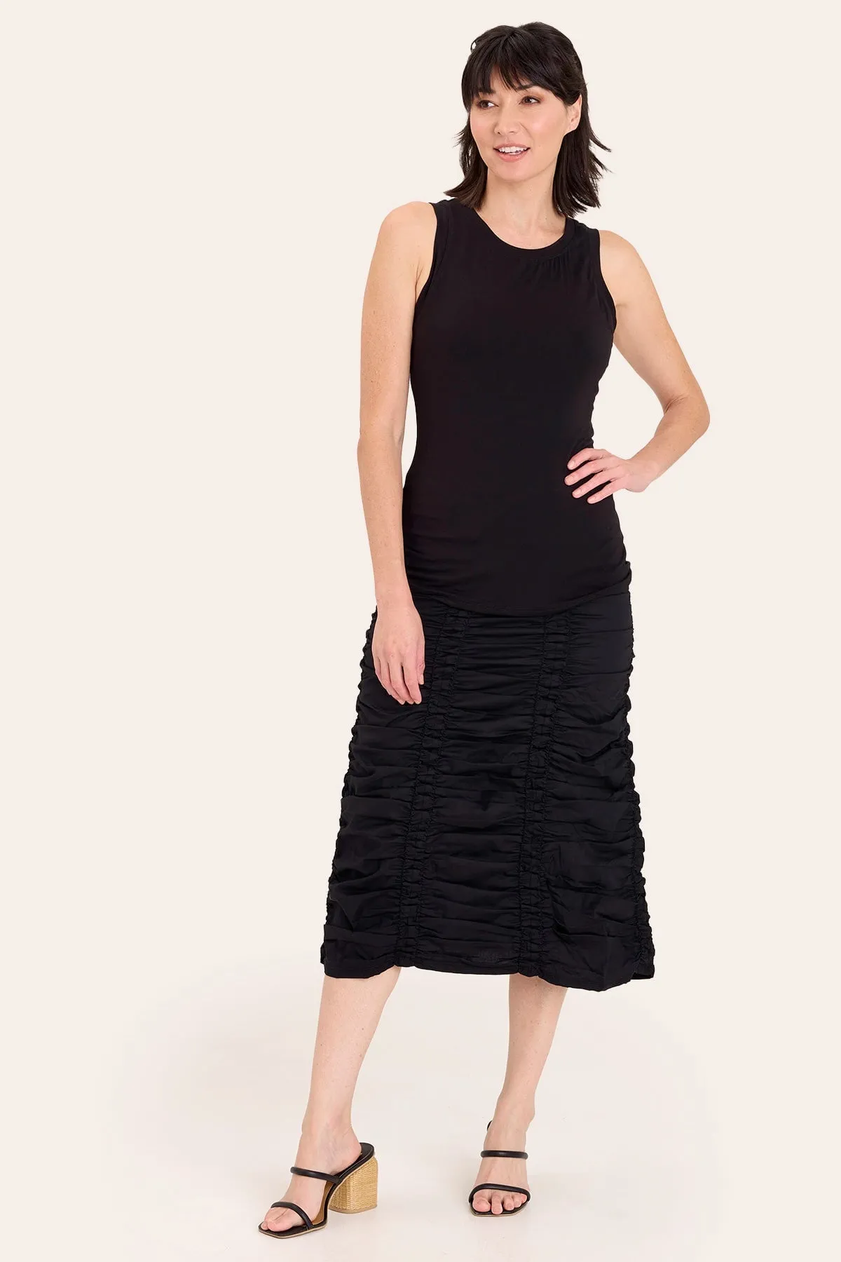 River Flow Cozy Vibe Double Shirred Panel Skirt