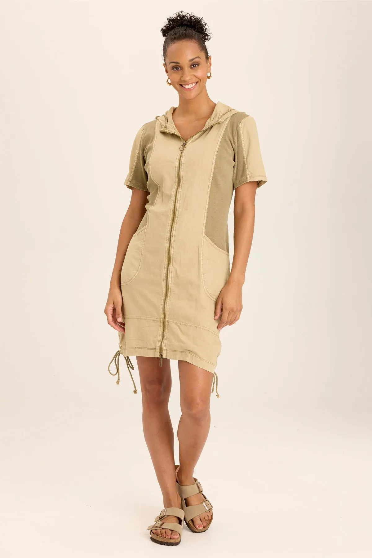 Lenchen Linen/Stretch Hooded Mini Jacket-Dress NoSlipGrip SustainableBlend