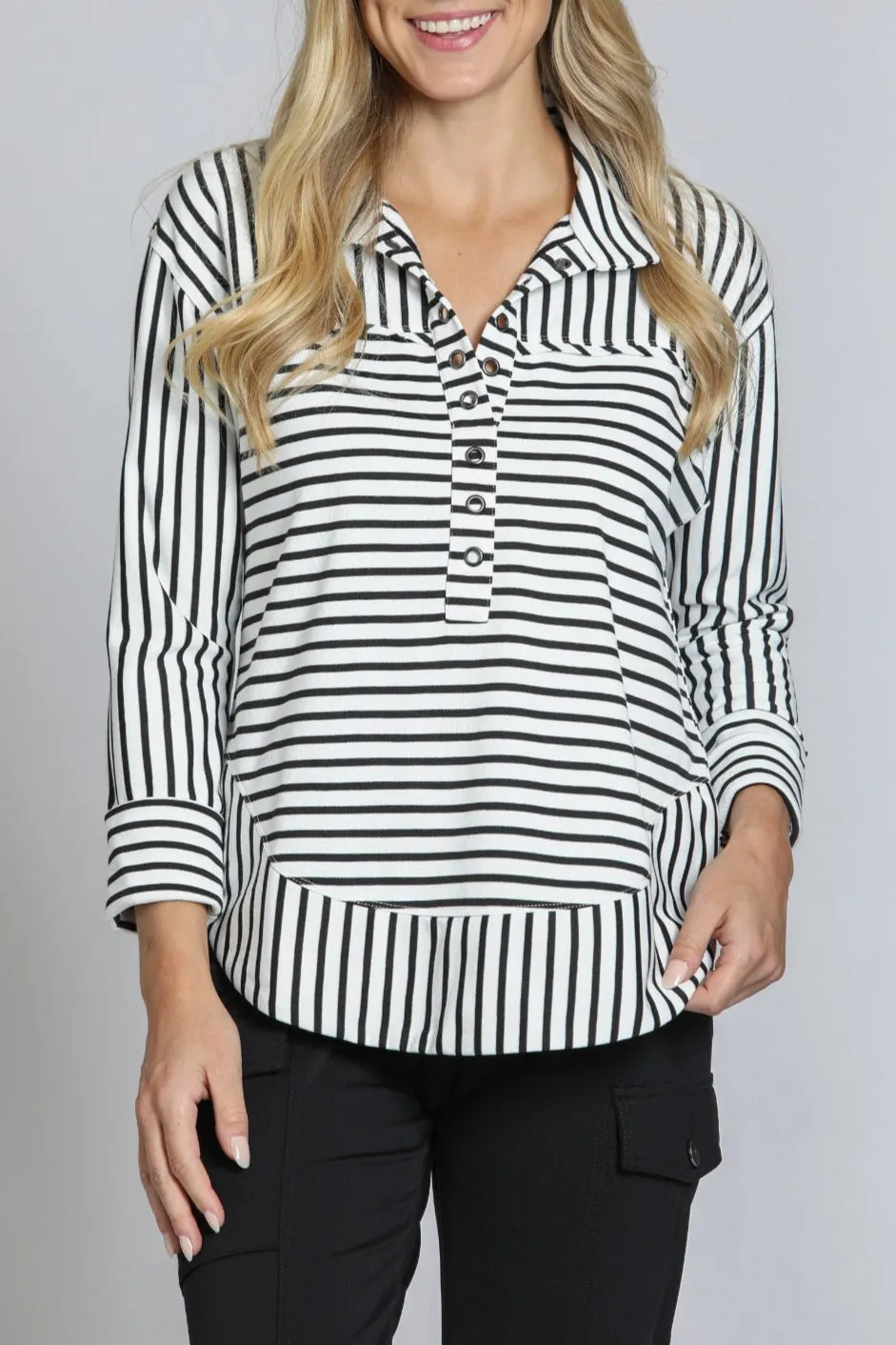 Henley With Grommet Placket StainRepellentSurface Street Edge
