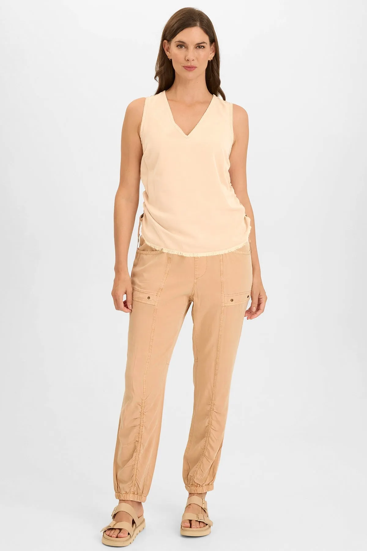 Easy Wash Air Move Ileana Cinched Soft Twill V-Neck Tank