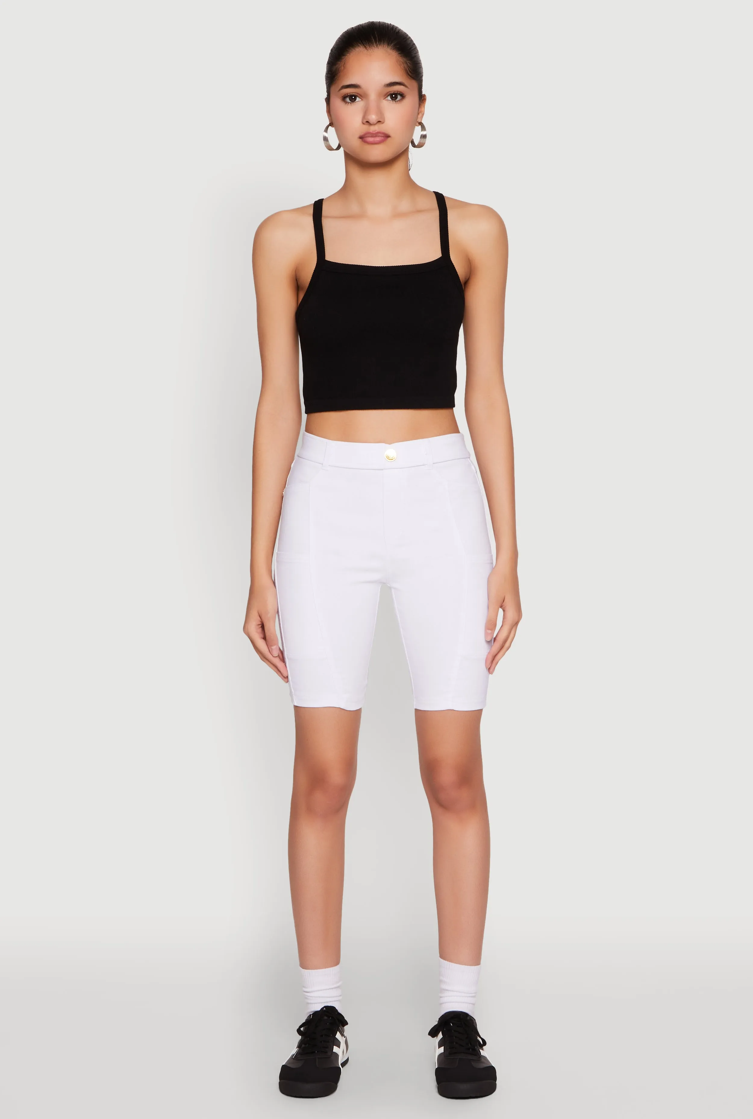 Hyper Stretch Pintuck Bermuda Shorts Adaptive Tension Control