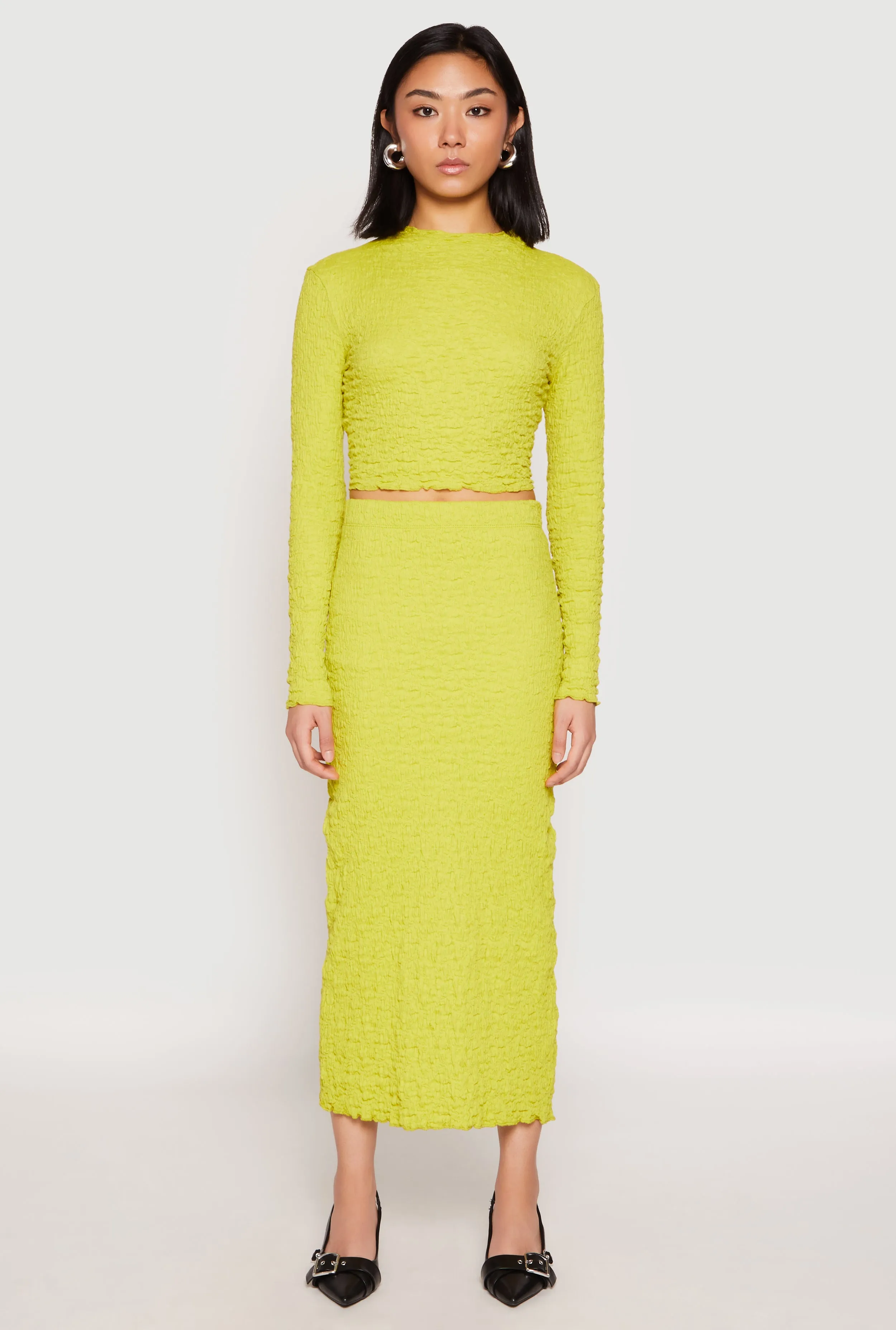 Almost Famous Textured Knit Back Slit Skirt Daily Style