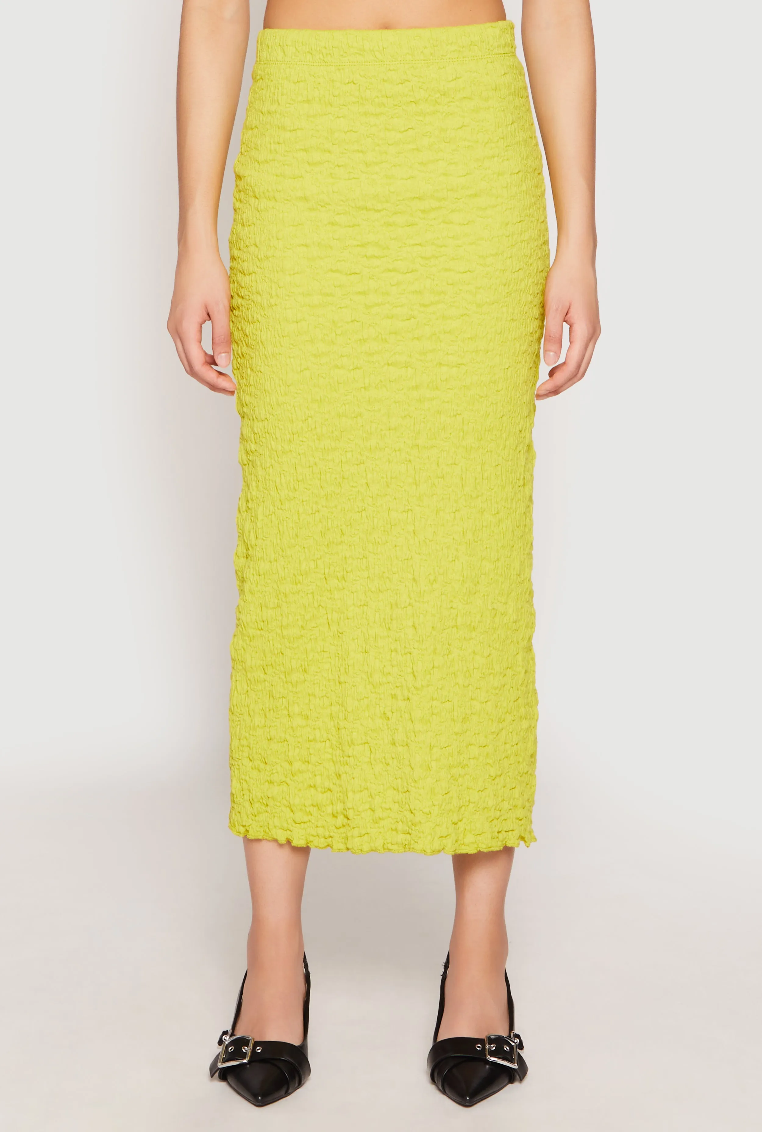 Street Look casual finish Almost Famous Textured Knit Back Slit Skirt