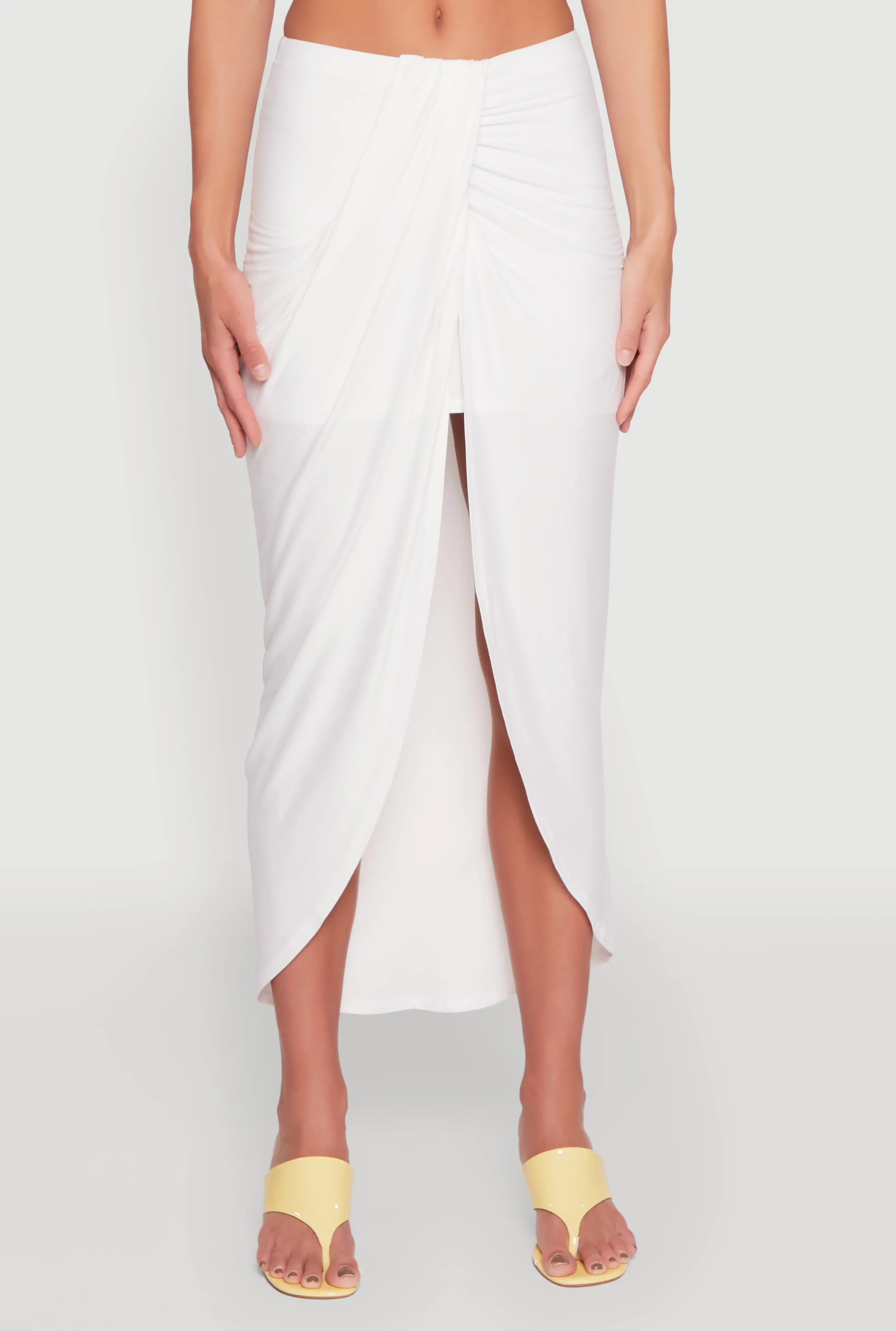 Soft Knit Twisted Front High Low Maxi Skirt yoga session