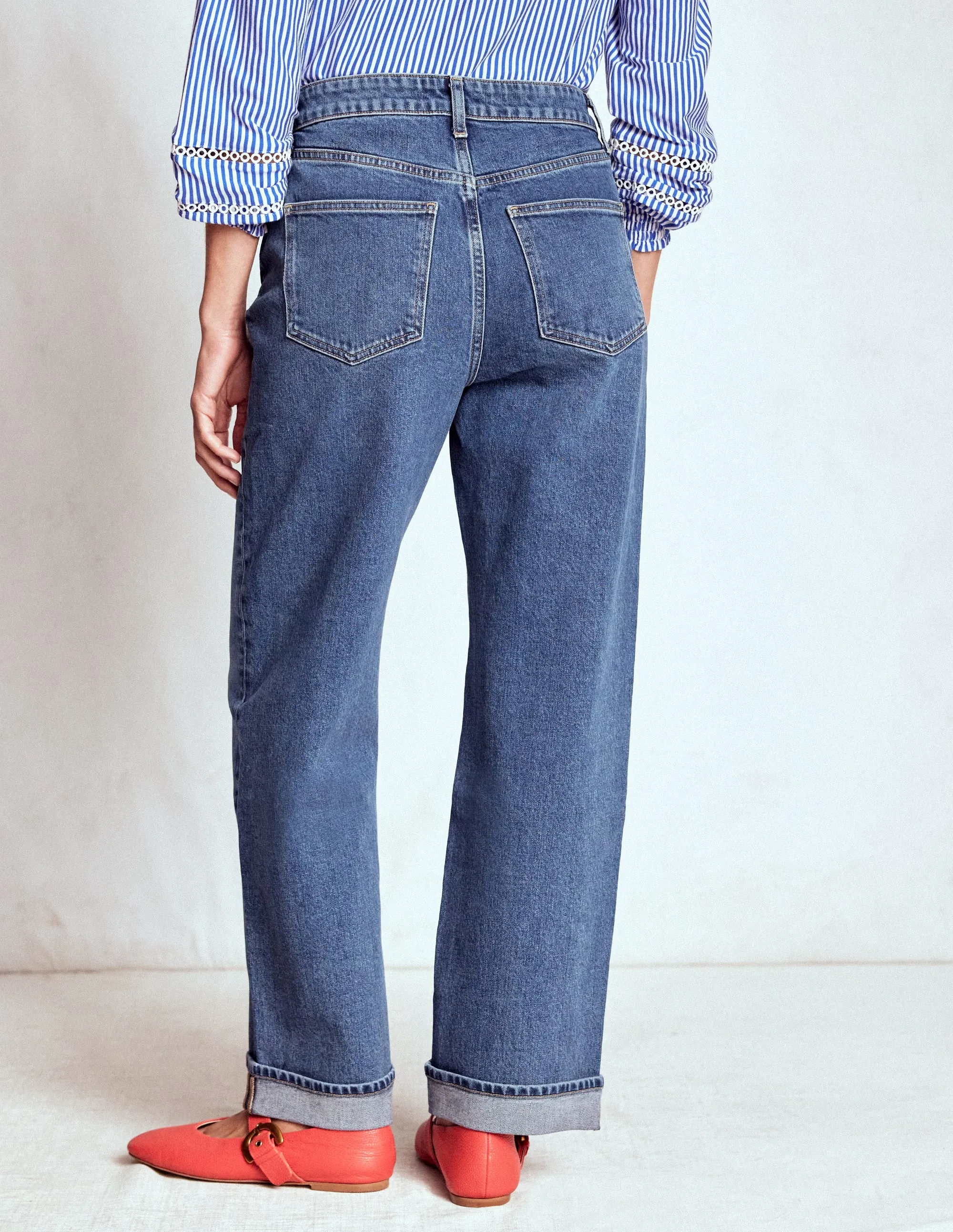 Mid Rise Stretch Jeans-Mid Vintage Autumn Days Parent Style Go-to Comfort