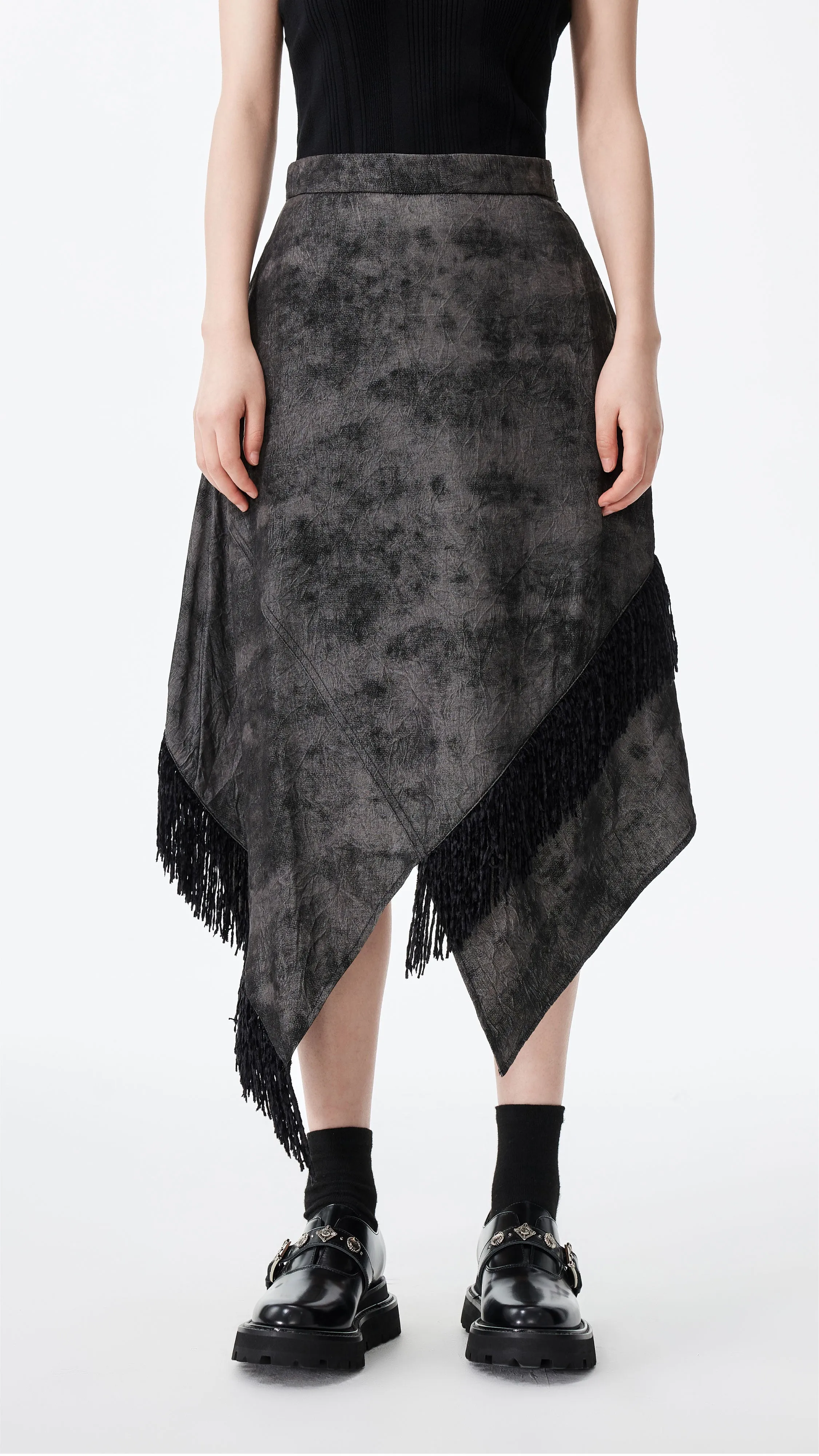 Emerging Designer Western Faux Denim Pencil Skirt