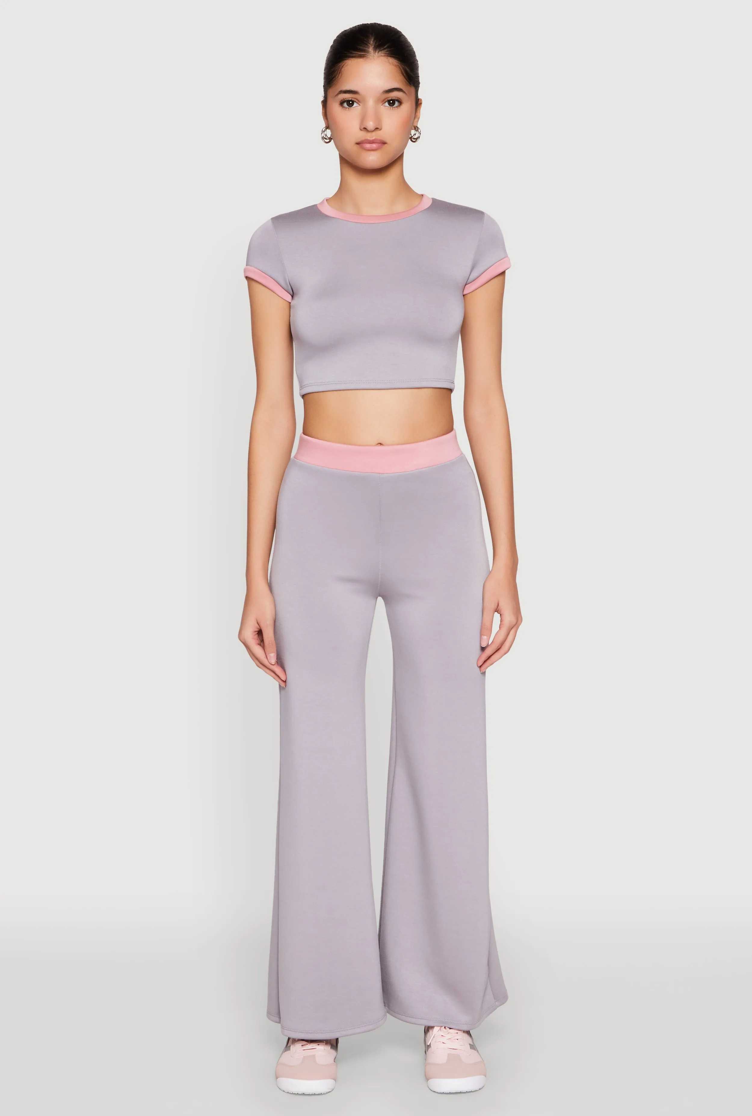 Short Sleeve Ringer Crop Top Feminine Fit