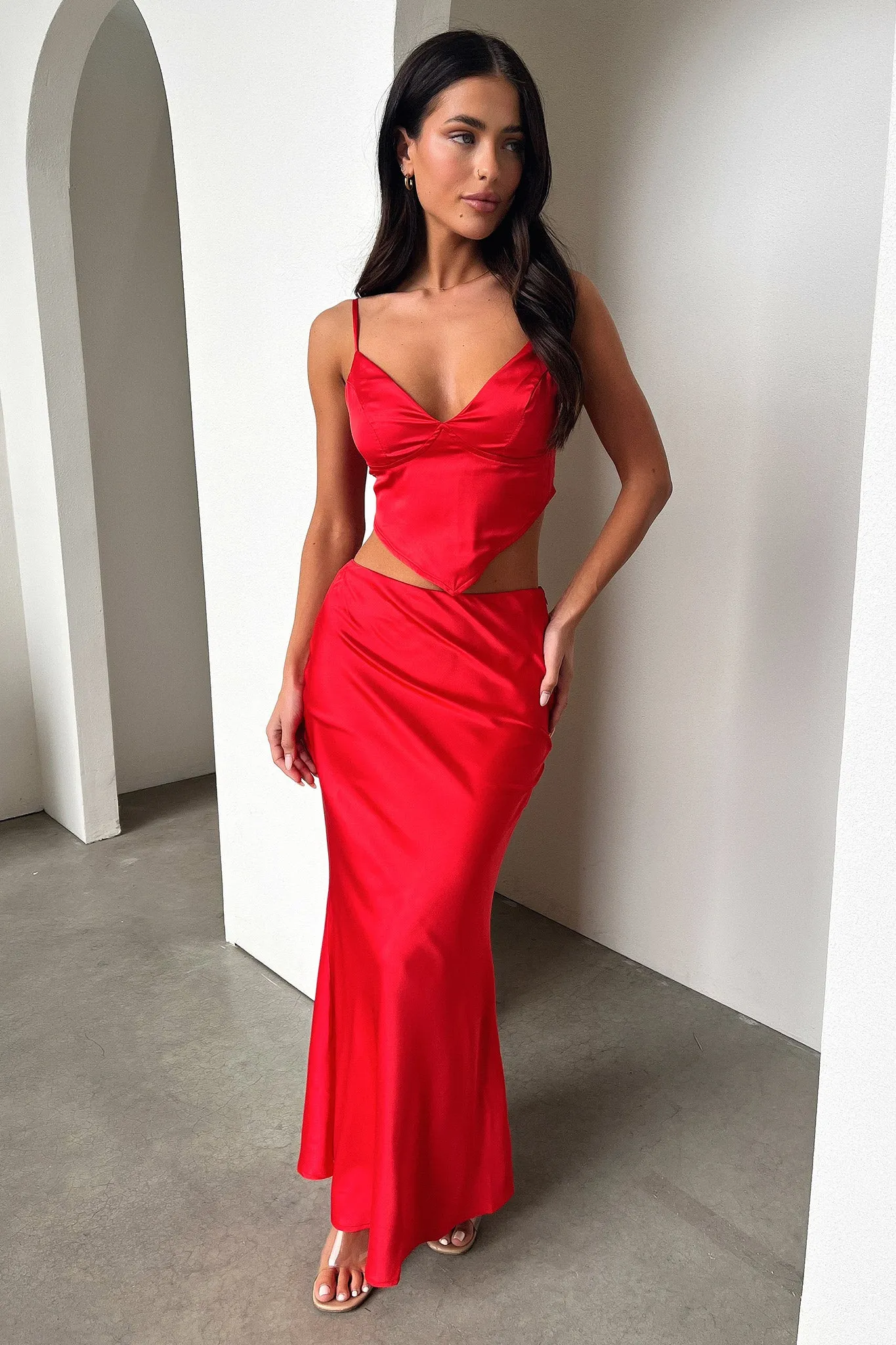 Adira Maxi Skirt - Red Effortless Wear