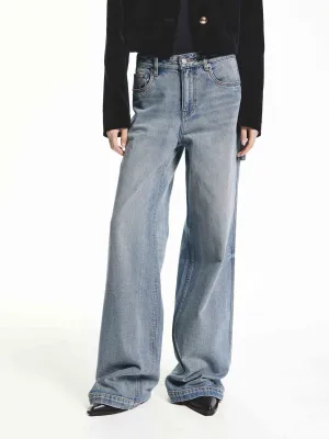 Drawstring Detail Straight Jeans All Rounder Straight Cut