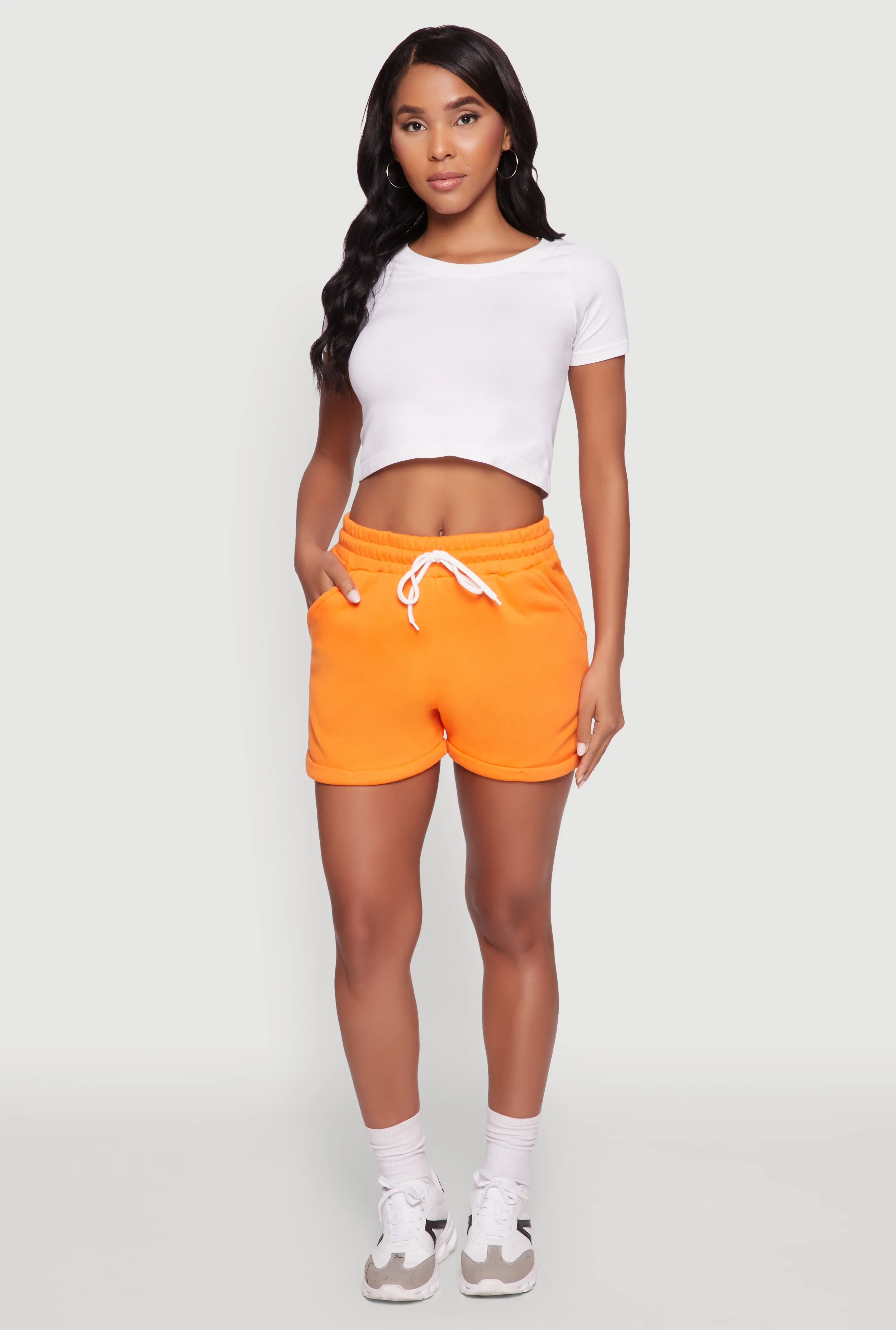 Sporty Look Chic Drawstring High Waisted Sweatshorts with Fixed Cuffs