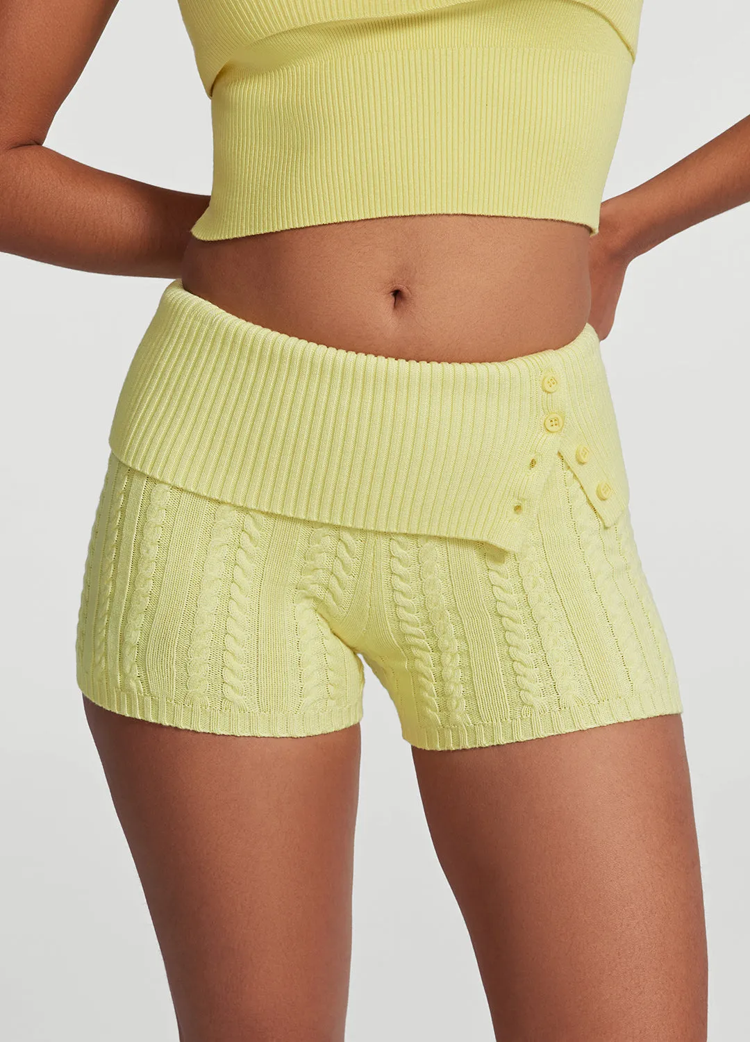 Chafe Resistant Seams MeshVentilation Cable Knit Micro Shorts