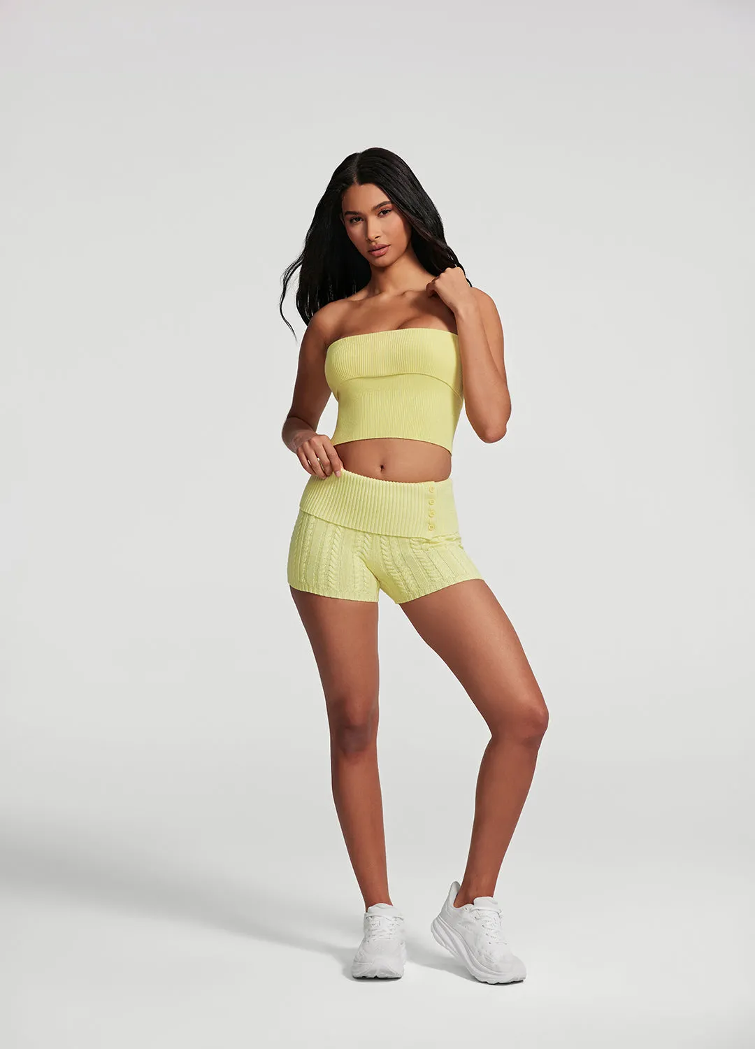 Flexible Gusset comfortable attire Cable Knit Micro Shorts
