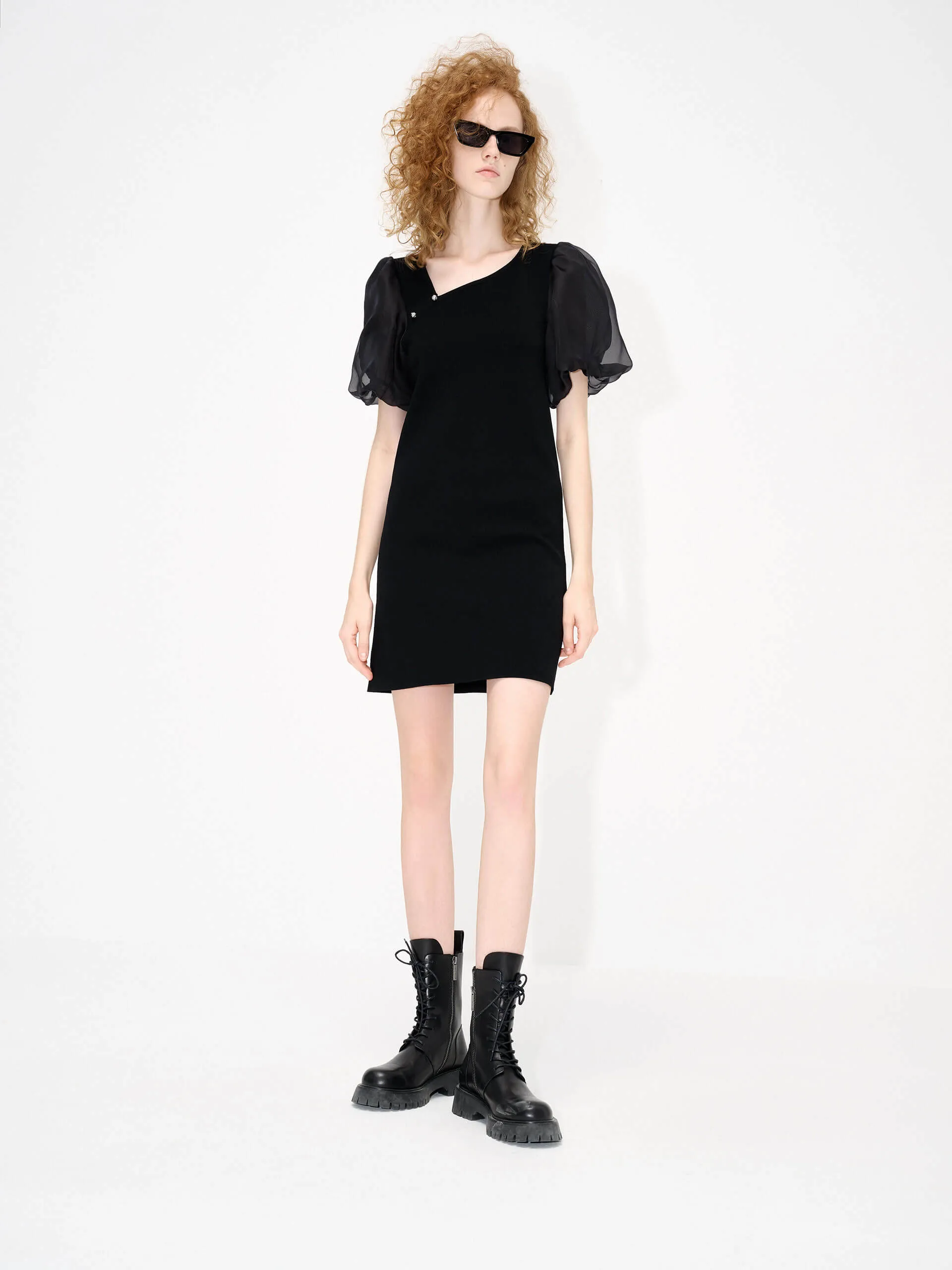 Light Touch Bold vibrant dress Asymmetric Collar Dress