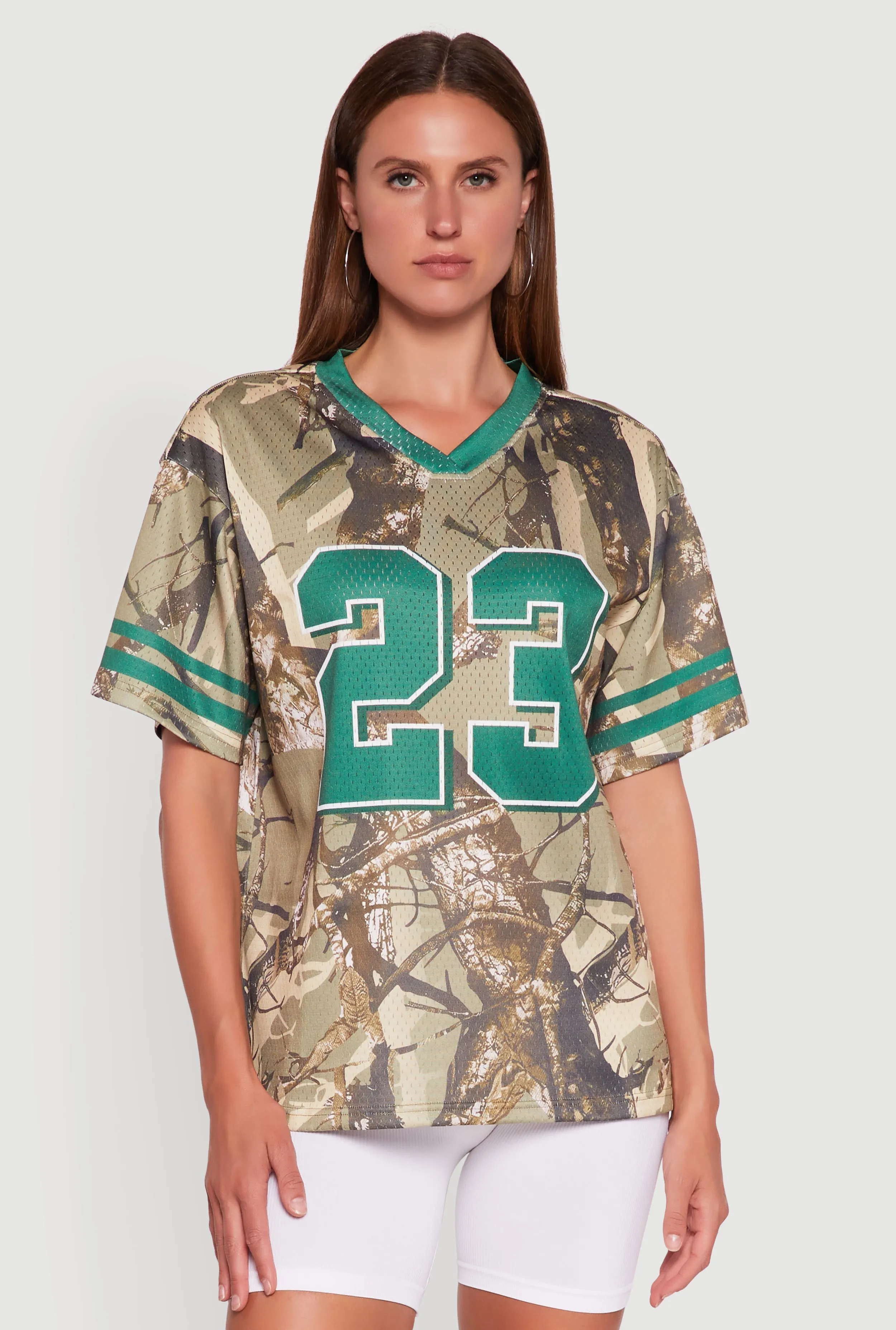 V-Neck Hunter Camo 23 Graphic Jersey Chic Comfort Wear