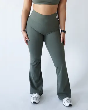 Performance Flare Leggings - Olive Quick Dry Outdoor Lover
