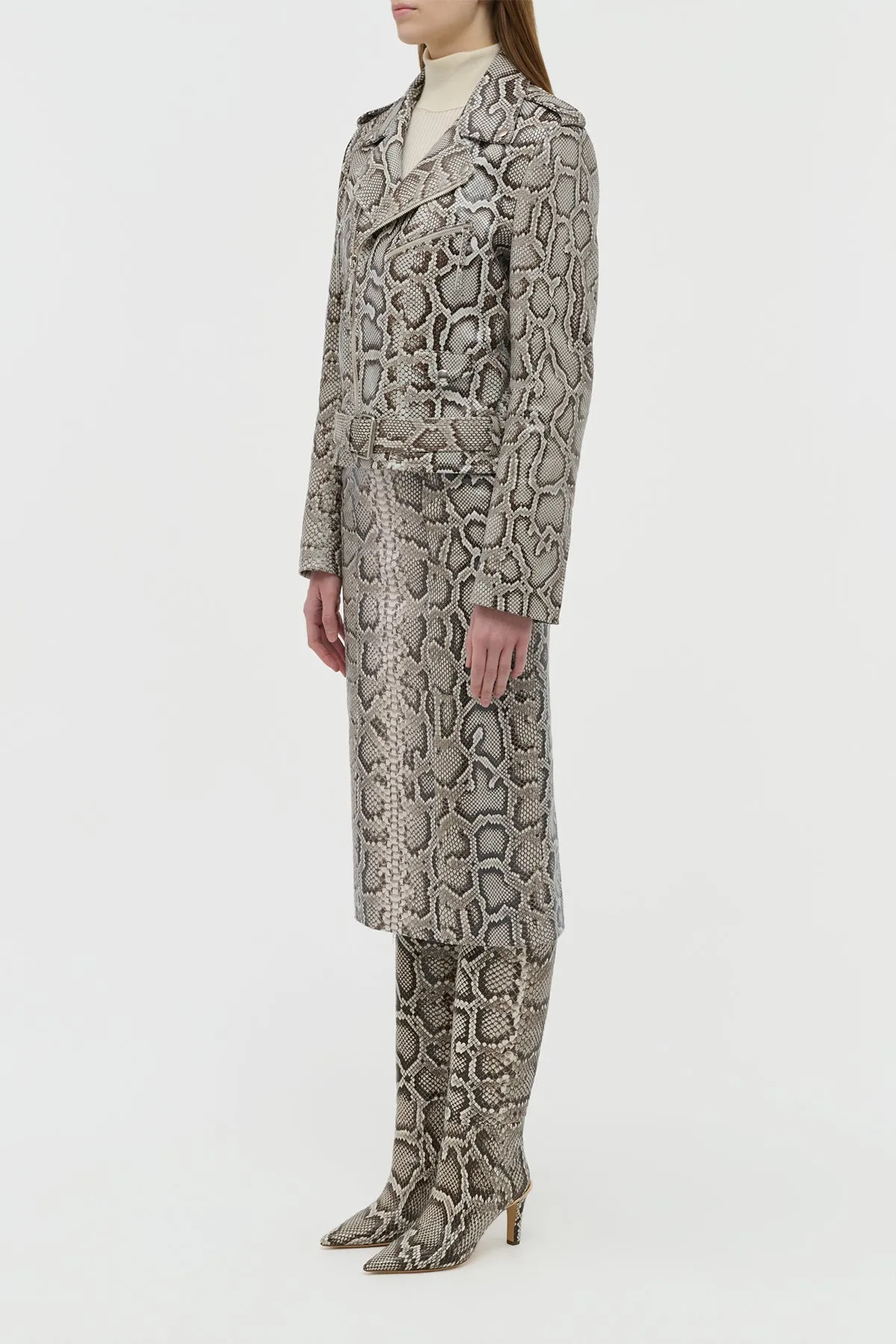 Chic casual Manuela Midi Skirt in Greyscale Inversa? Snakeskin