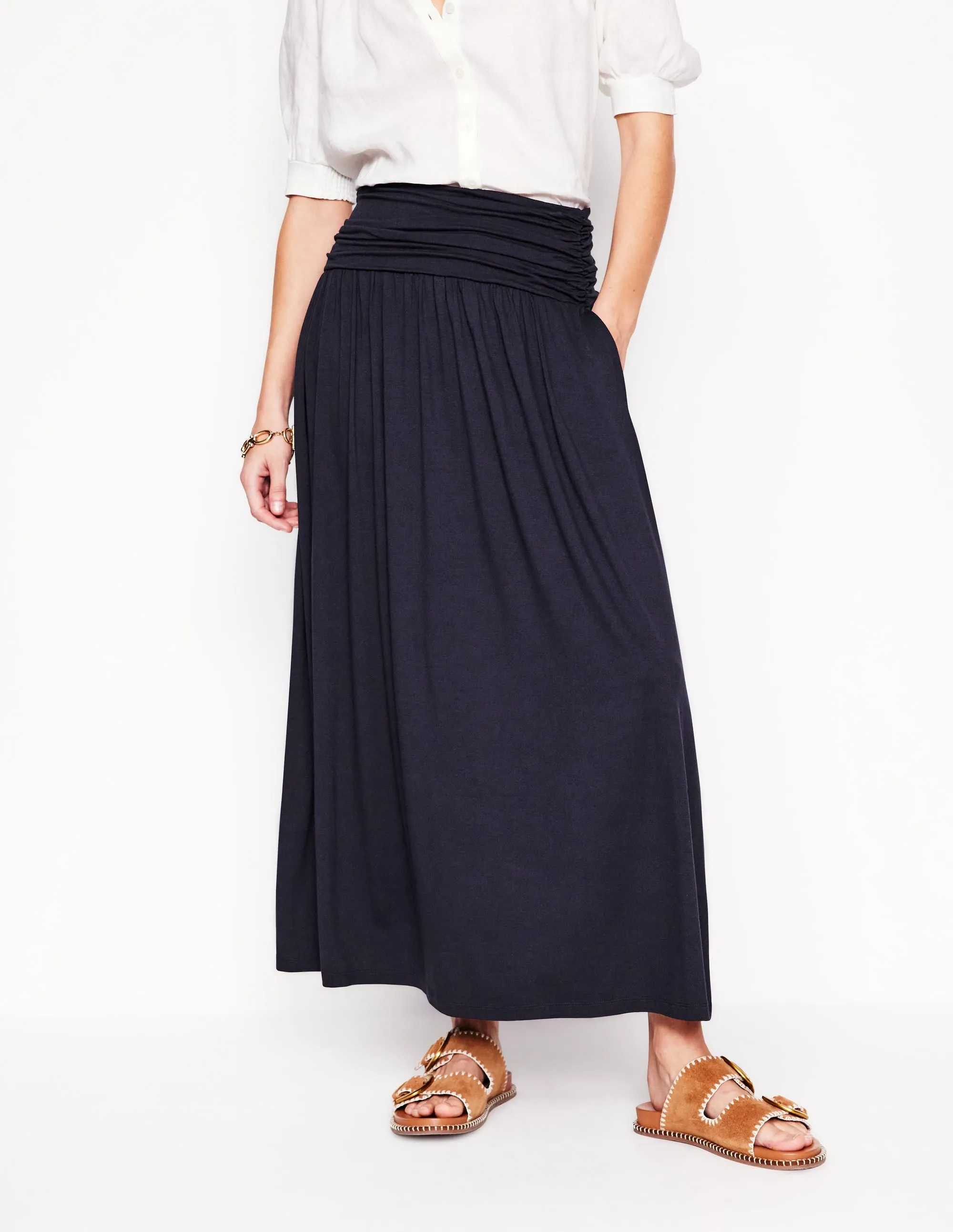 Rosaline Jersey Skirt-Navy Performance Fashion Clean Mood