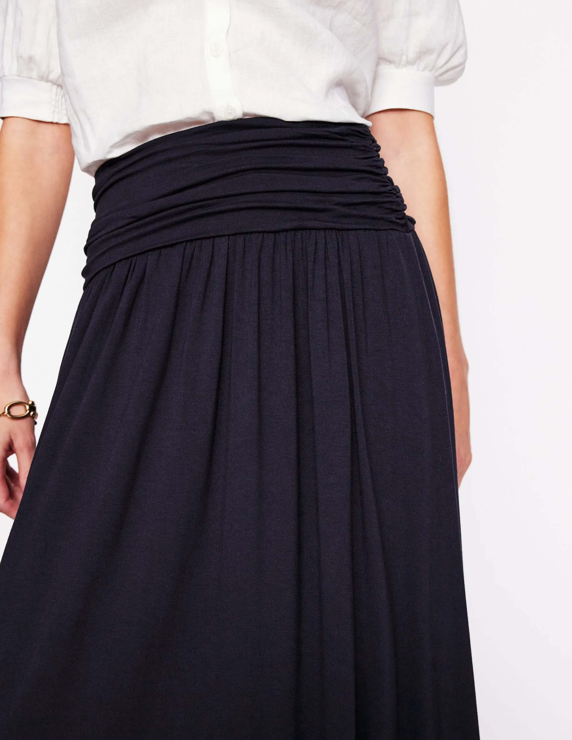 Rosaline Jersey Skirt-Navy Embossed Detail Core Collection