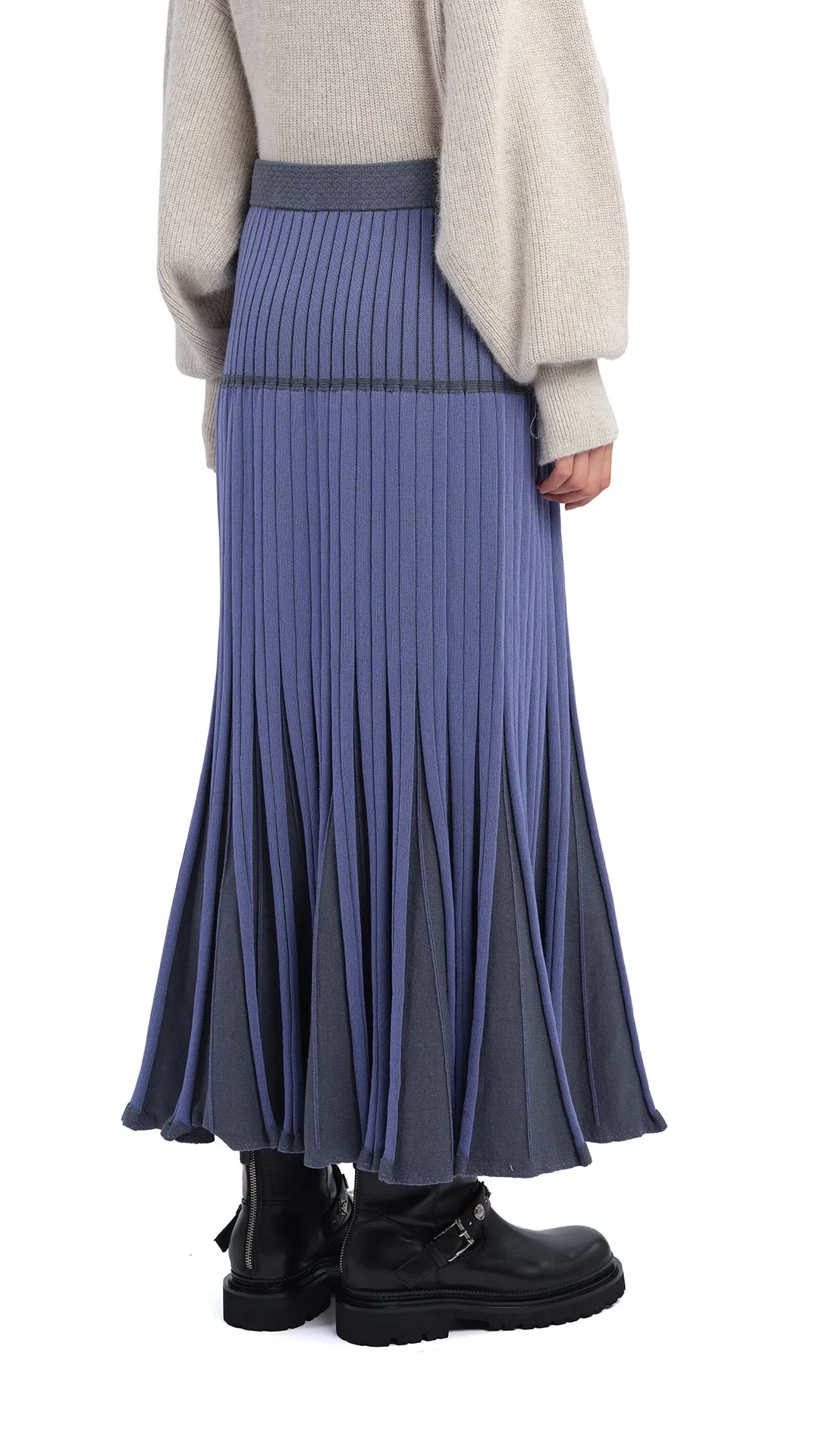 Knitted Flare Skirt Quilted Texture Performance Outfit