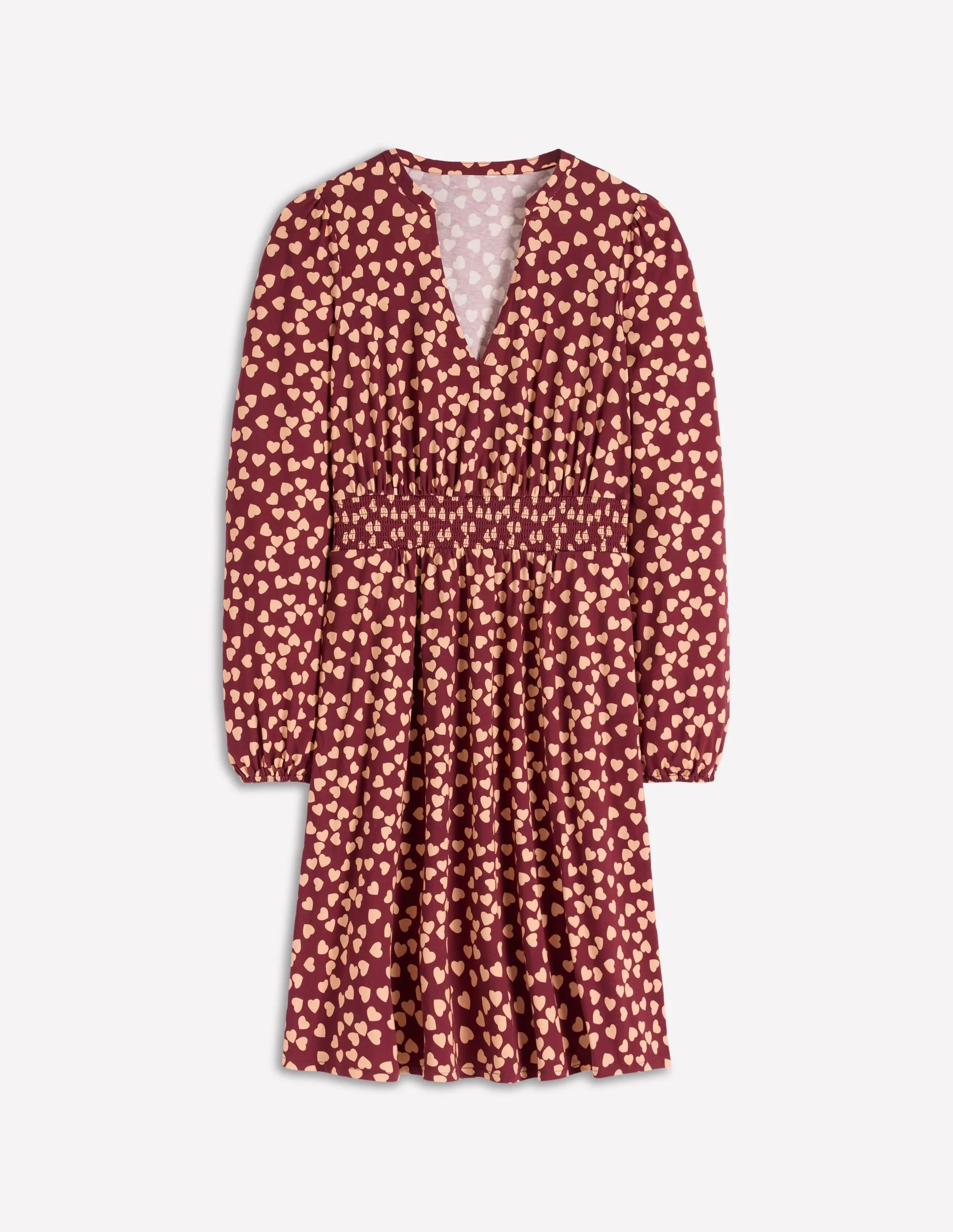 Floral Chic Design Sarah Short Jersey Dress-Chestnut, Heart Cascade