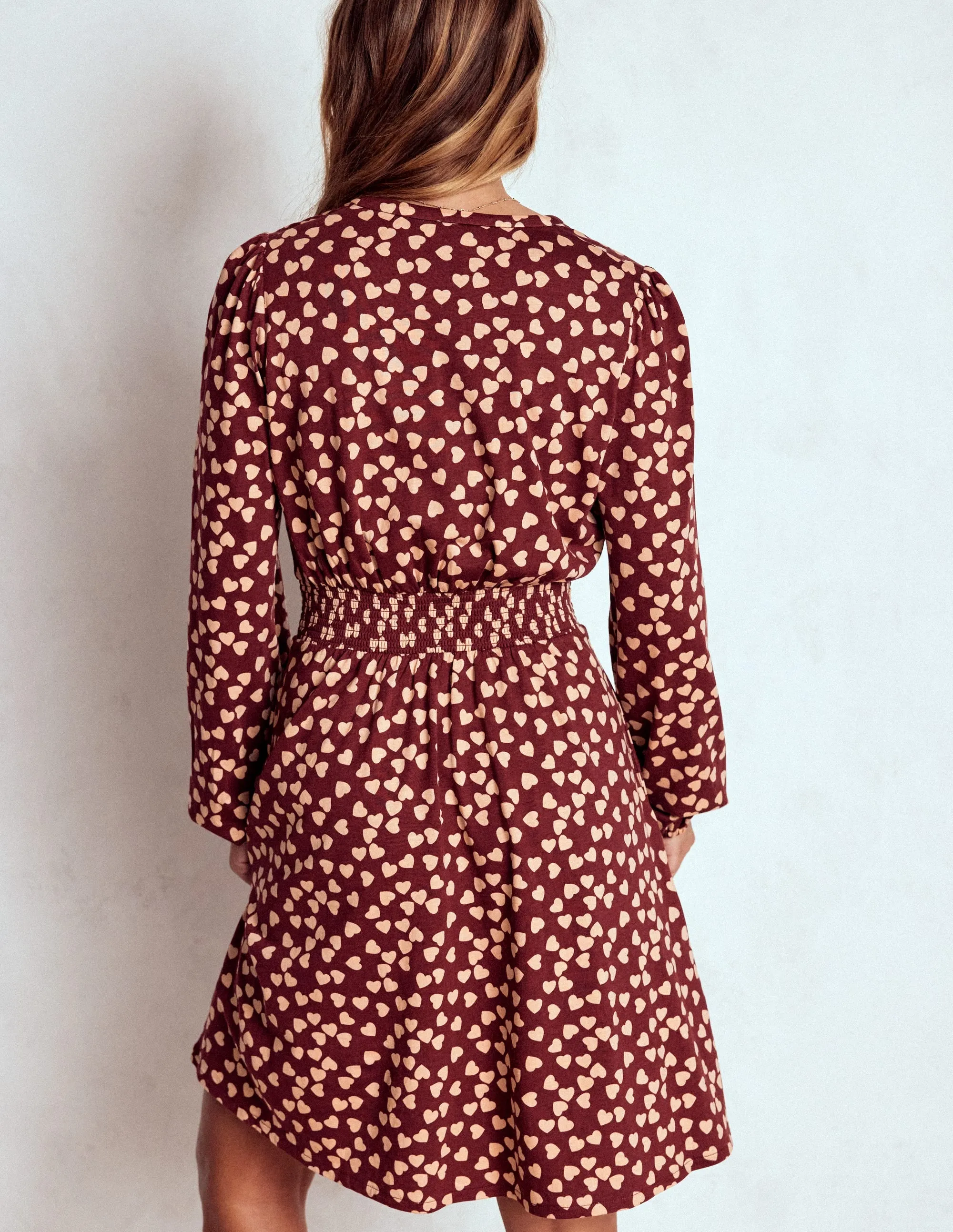 Smart Look Sarah Short Jersey Dress-Chestnut, Heart Cascade