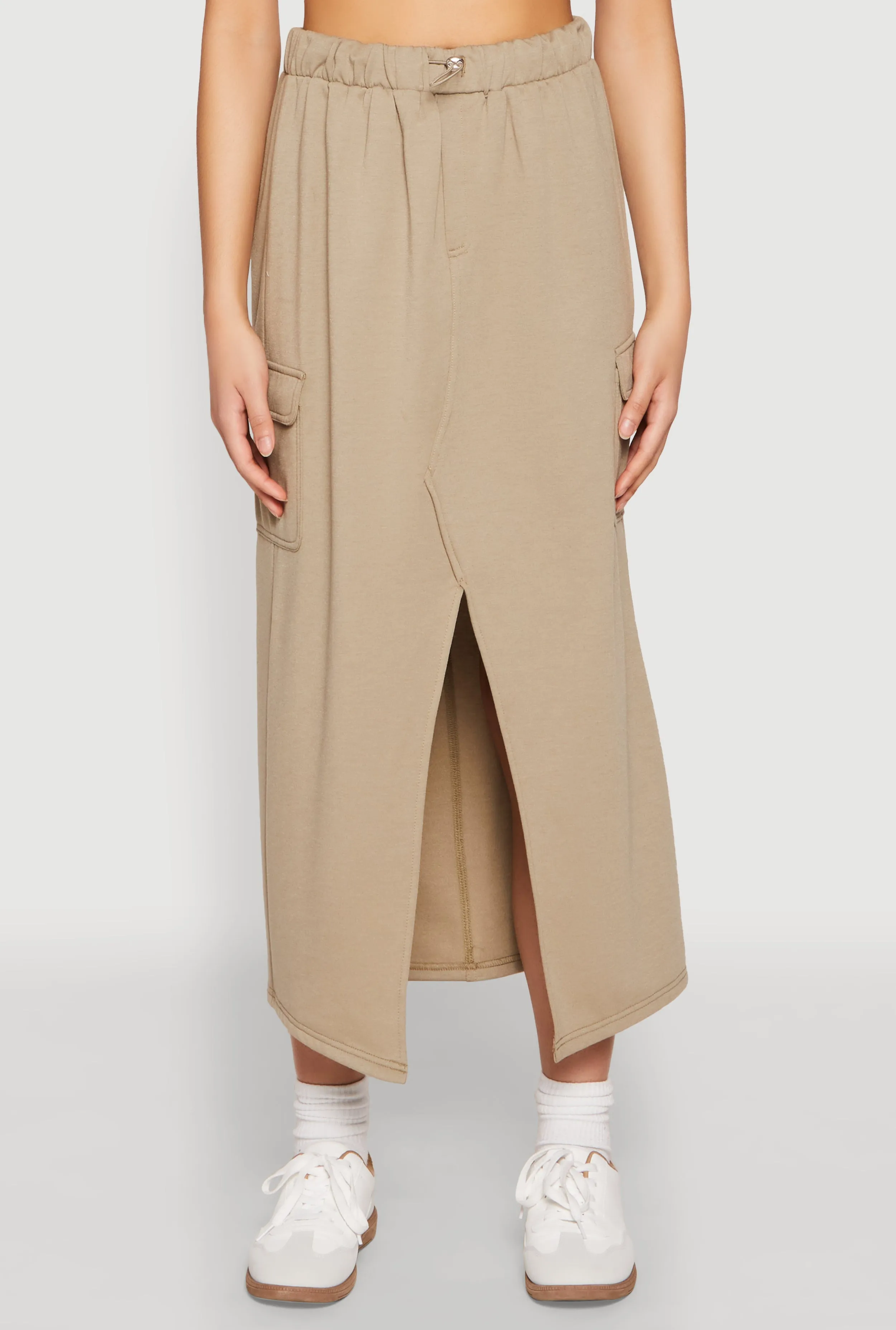 Almost Famous Fleece Slit Front Cargo Skirt Sleek Comfort