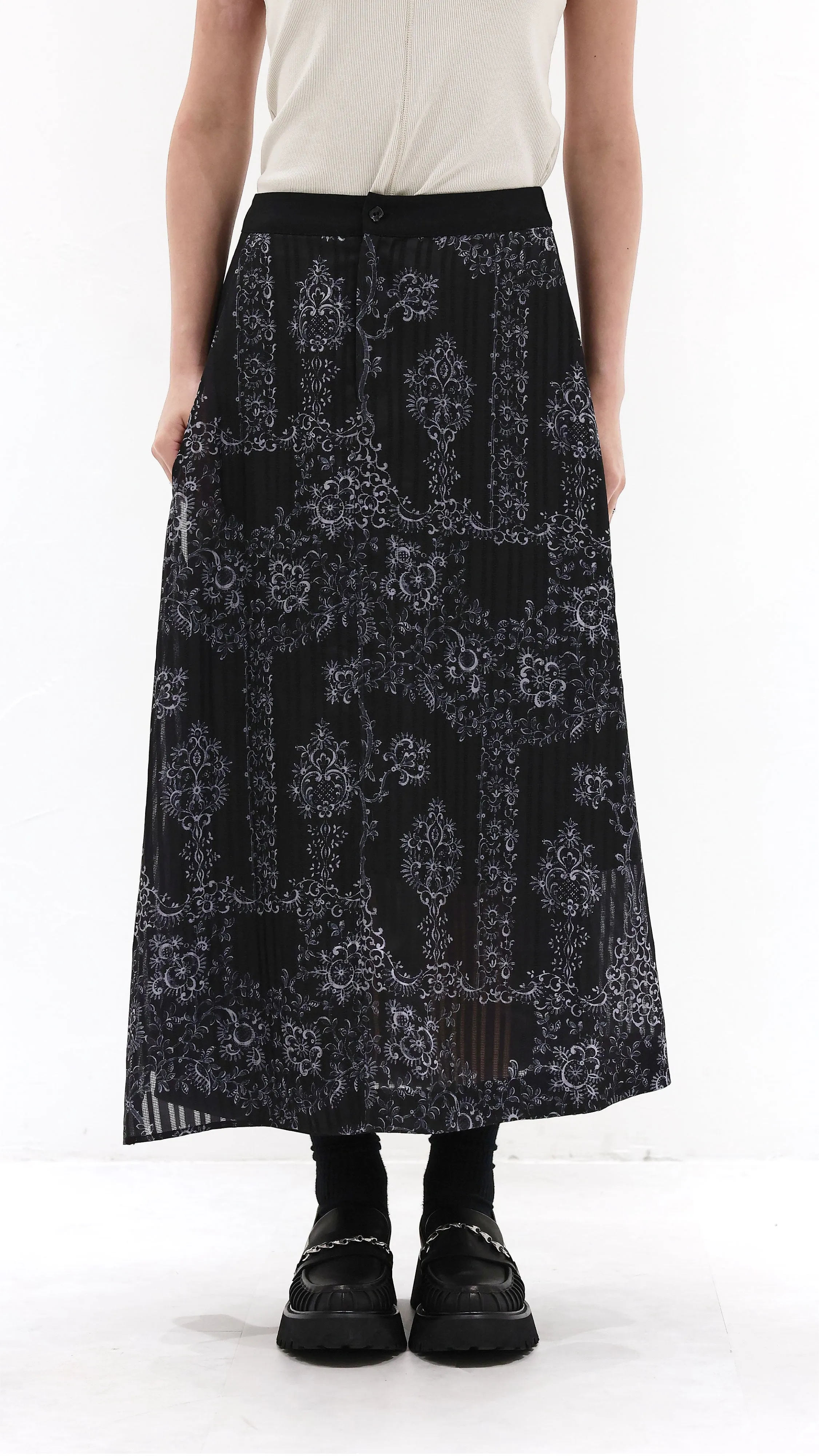Slim Fit Band Resort Vacation Pattern Skirt