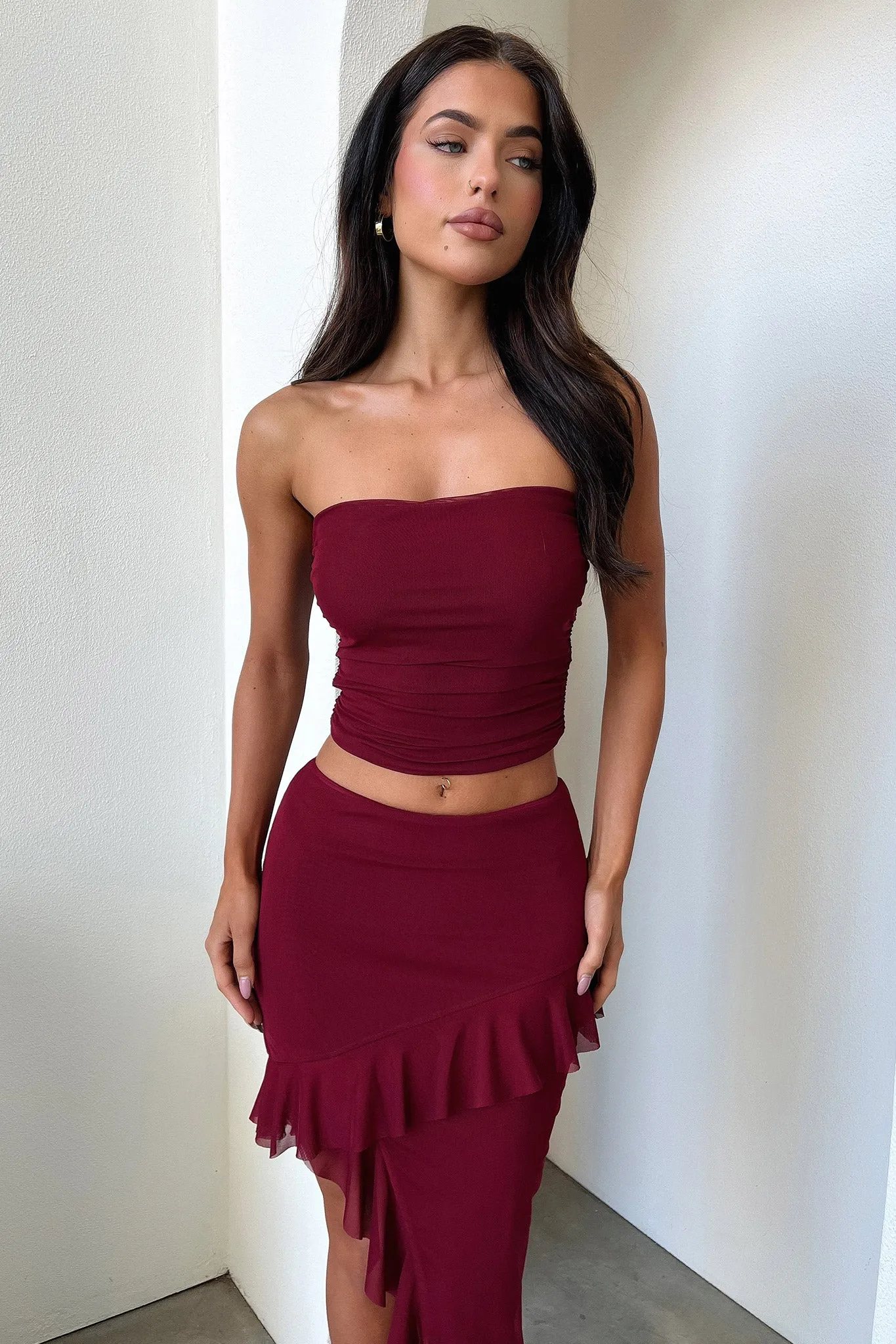 Cardona Skirt - Deep Red Outfit Mood