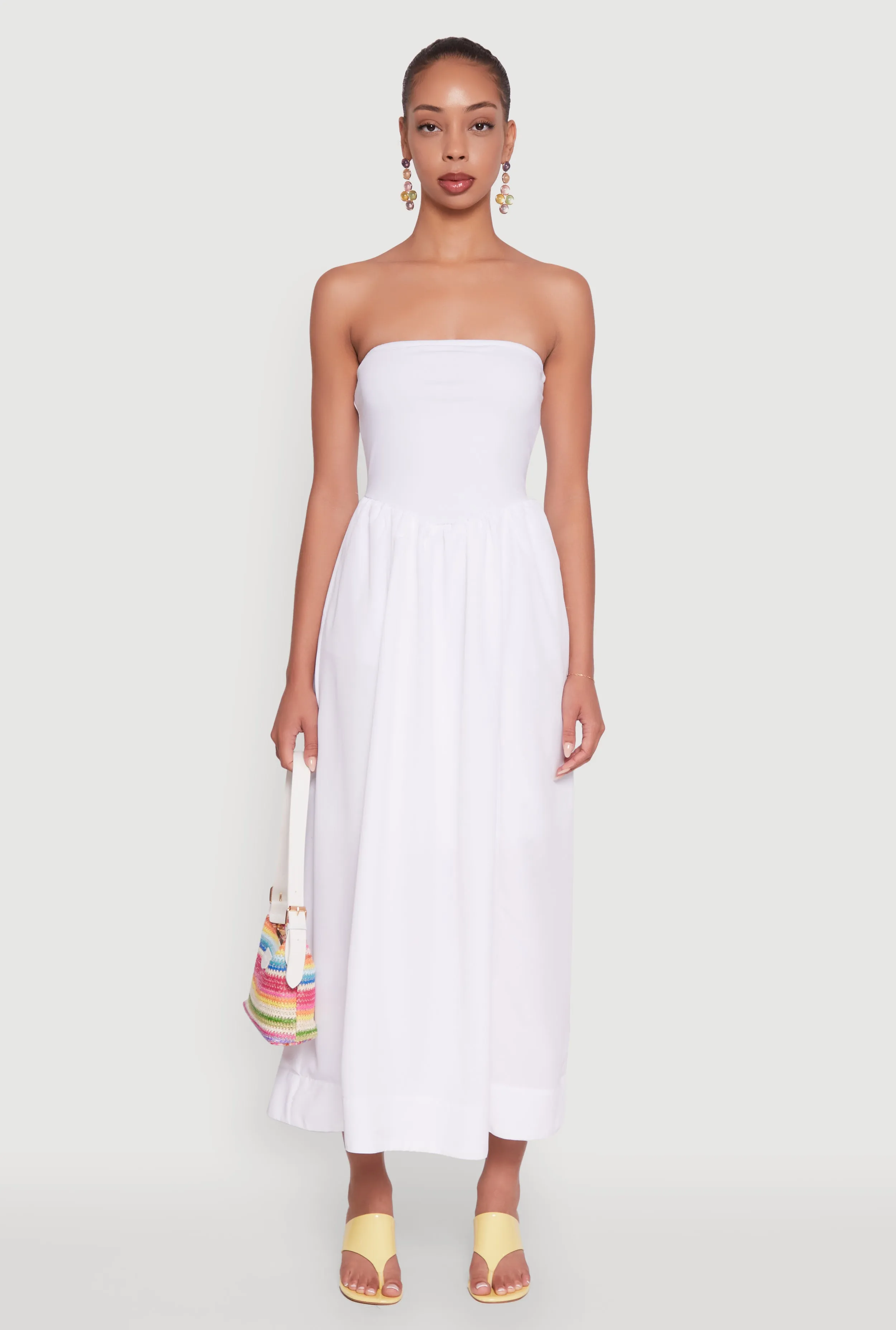 Marina Scene Resort Stay Strapless A-Line Maxi Dress with Pockets