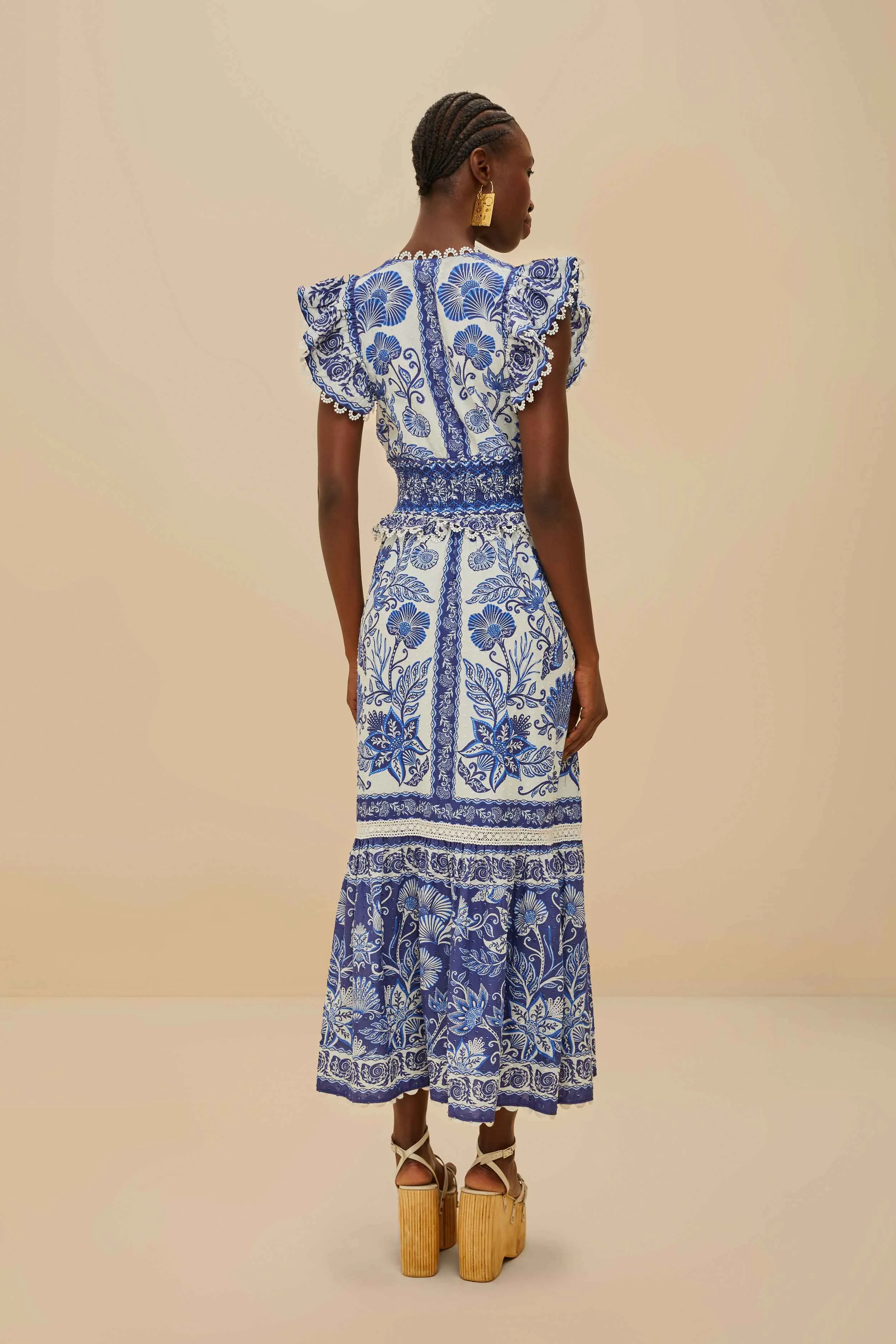 Off-White Shell Garden Maxi Dress Gold Touch Crafted with high-quality materials this dress ensures both comfort and durability