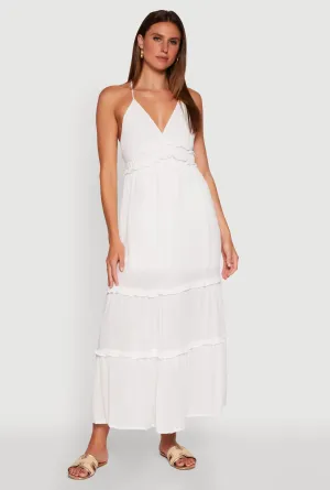 Topaz Glow Sea Breeze Gauze Knit Sleeveless Maxi Tiered Sundress