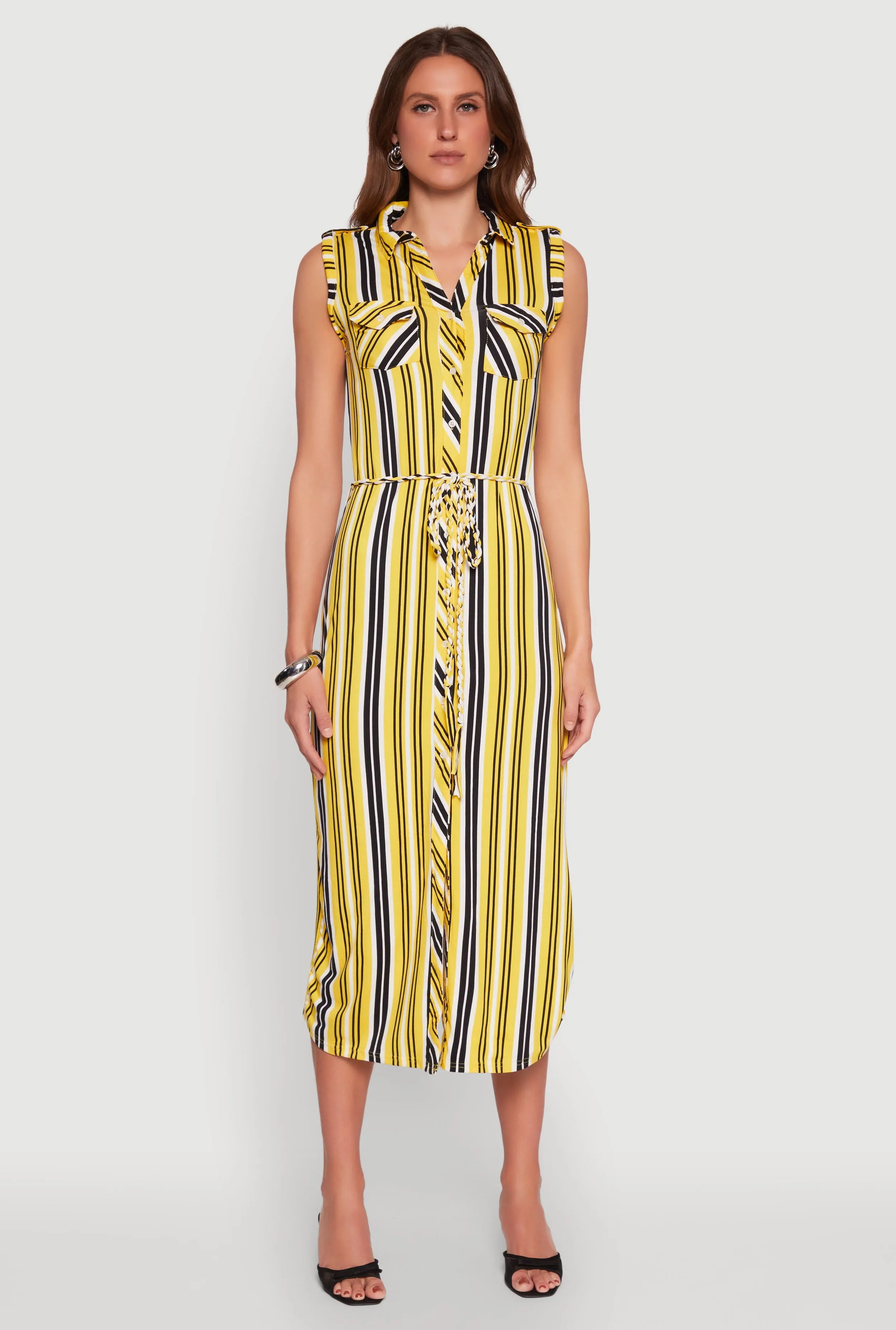 Magic Hour Sleeveless Striped Shirt Dress