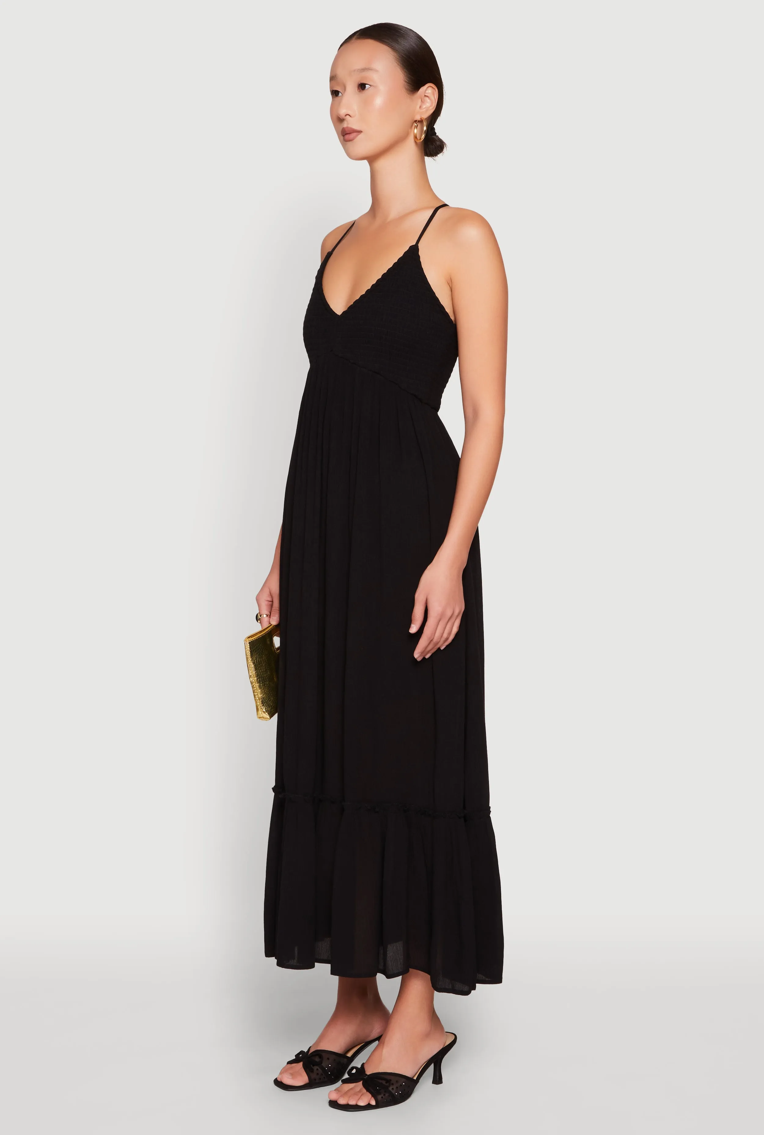 Fashionable formal event piece Almost Famous Smocked O Ring Tiered Maxi Dress