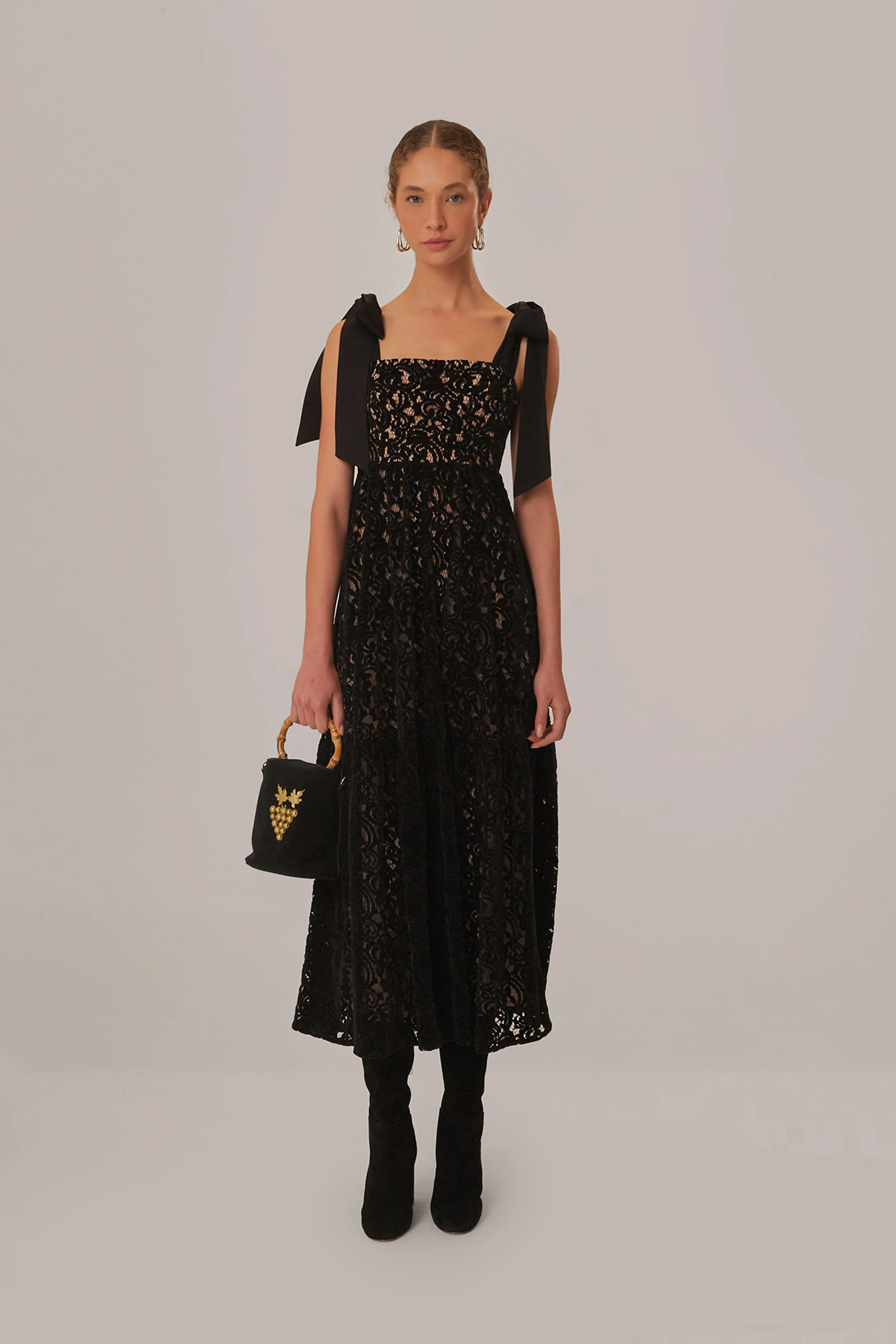 Olive Green Event Perfect Black Velvet Lace Sleeveless Maxi Dress