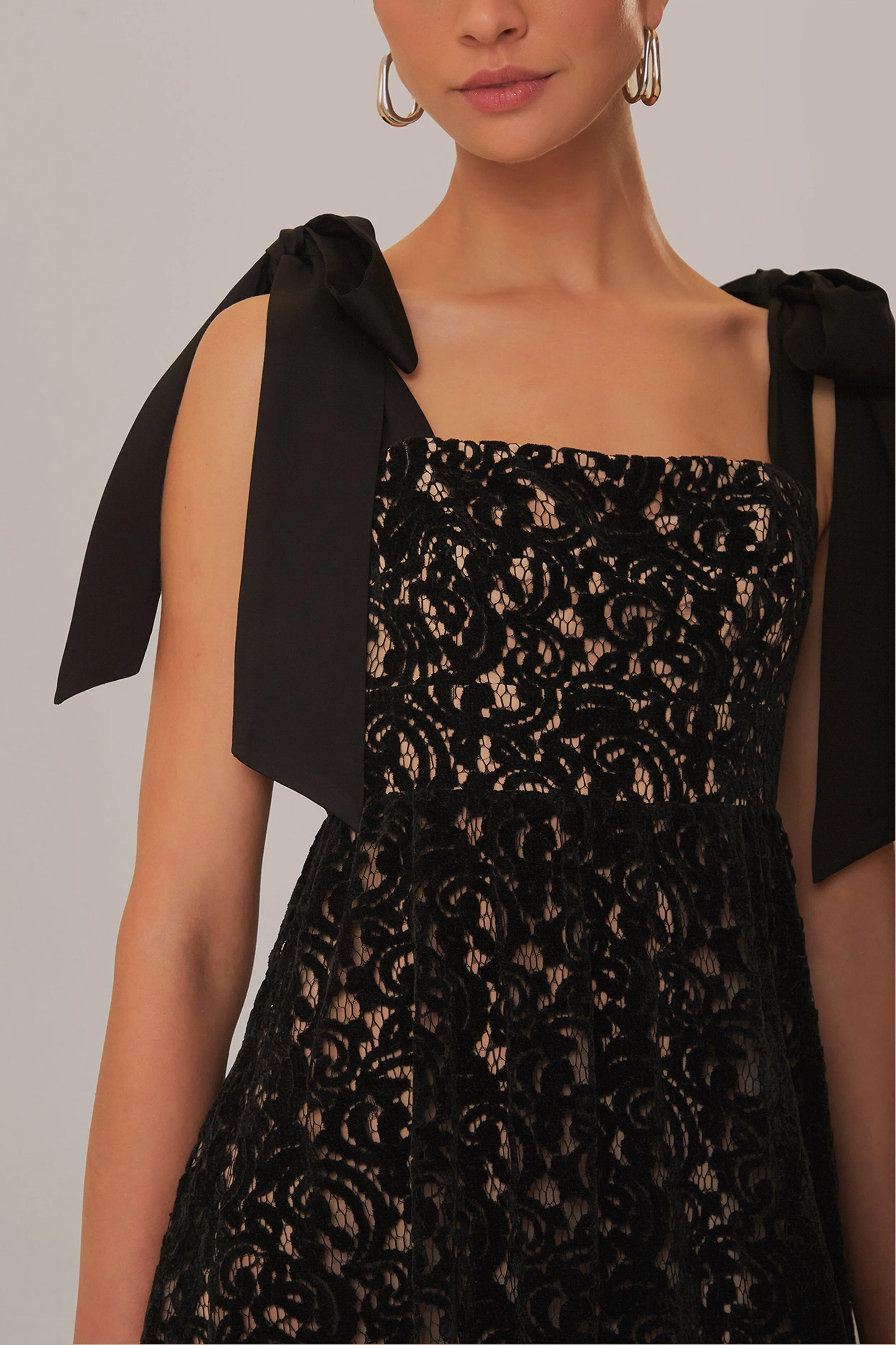 Black Velvet Lace Sleeveless Maxi Dress Lawn Wedding