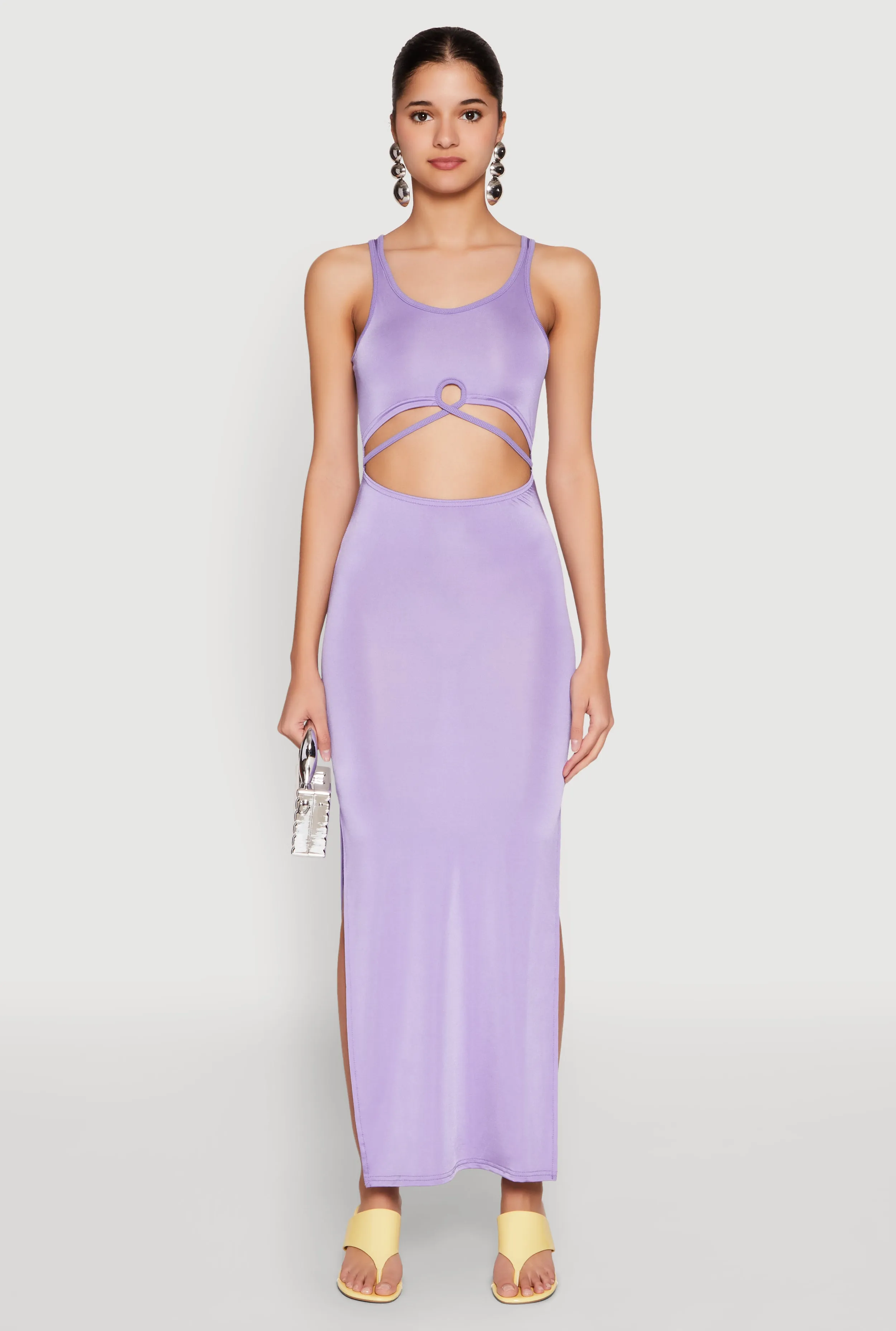 Cut Out Front Side Slit Maxi Dress Fashionable formal event piece Island Mood
