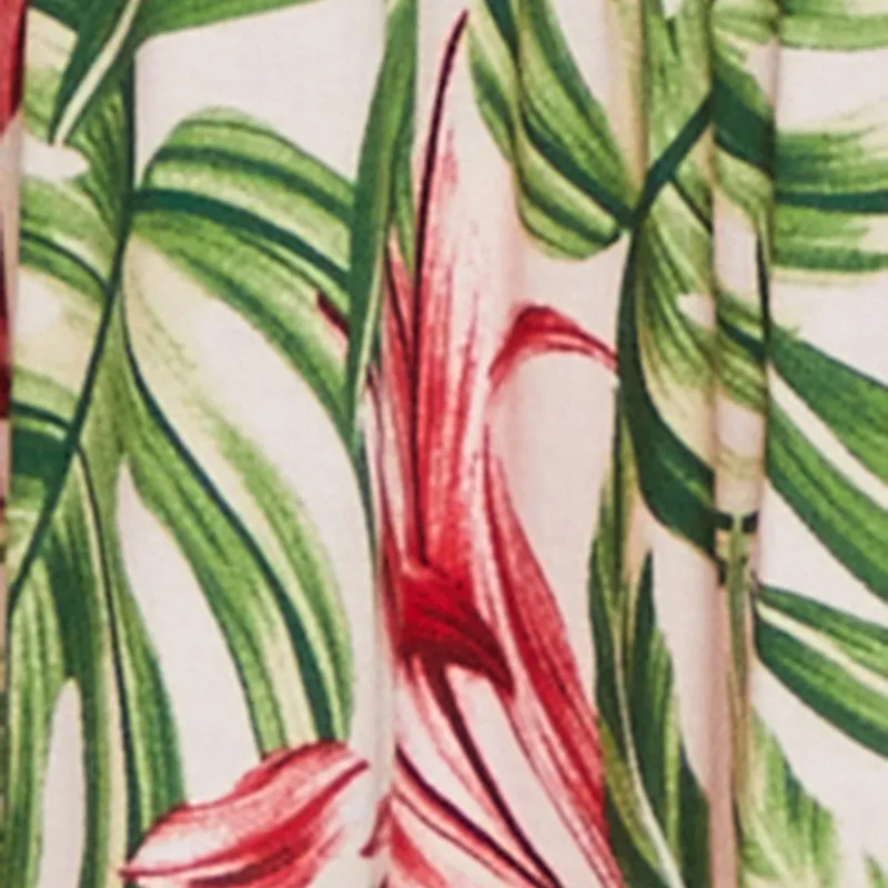 garden party Tropical Leaf Print Empire Waist Sundress