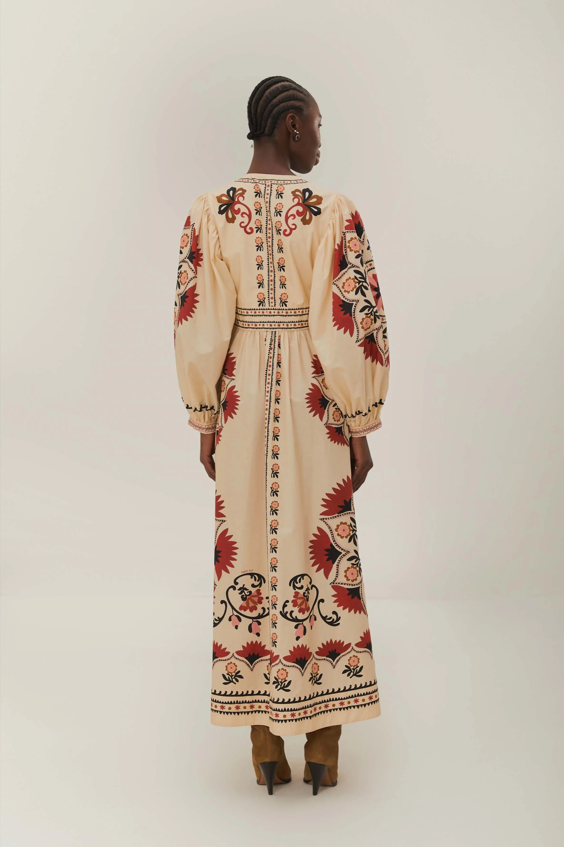 Candle Hour Full-length elegant piece Cream Cashew Mandala Maxi Dress