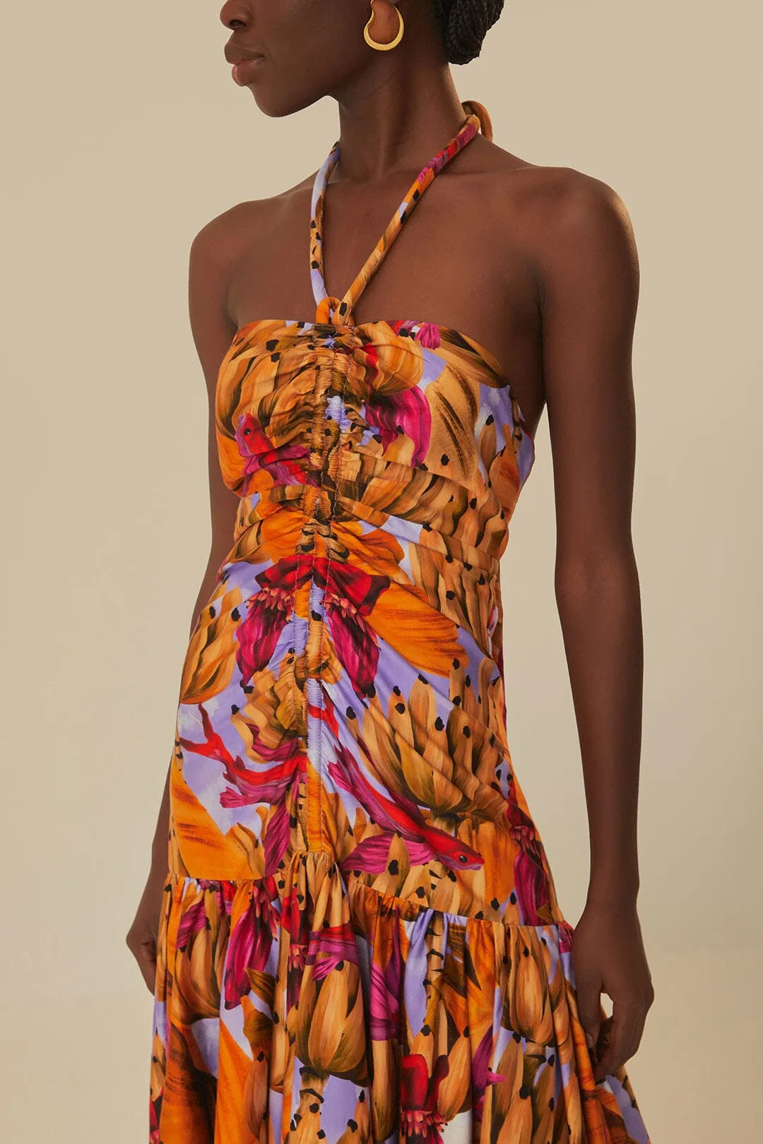Knot Art Lilac Banana Forest Organic Cotton Maxi Dress