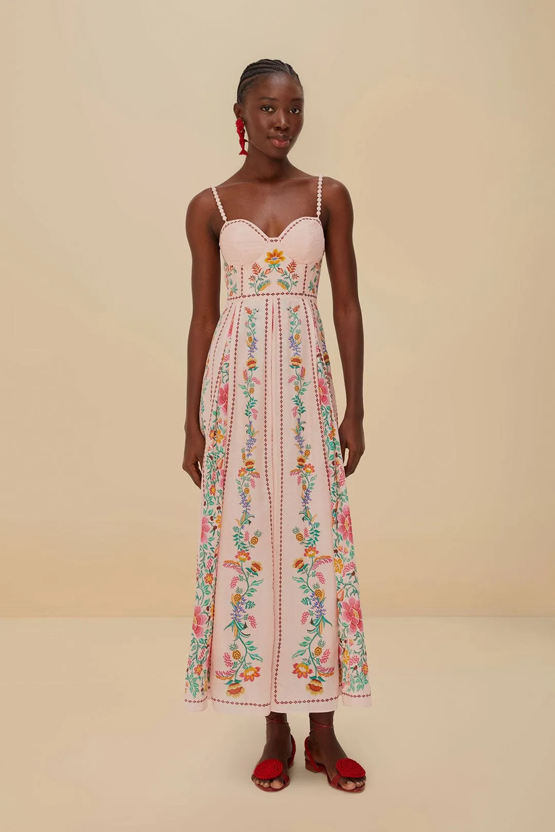 Pink Delicate Forest Maxi Dress Seaside Path Star Glow