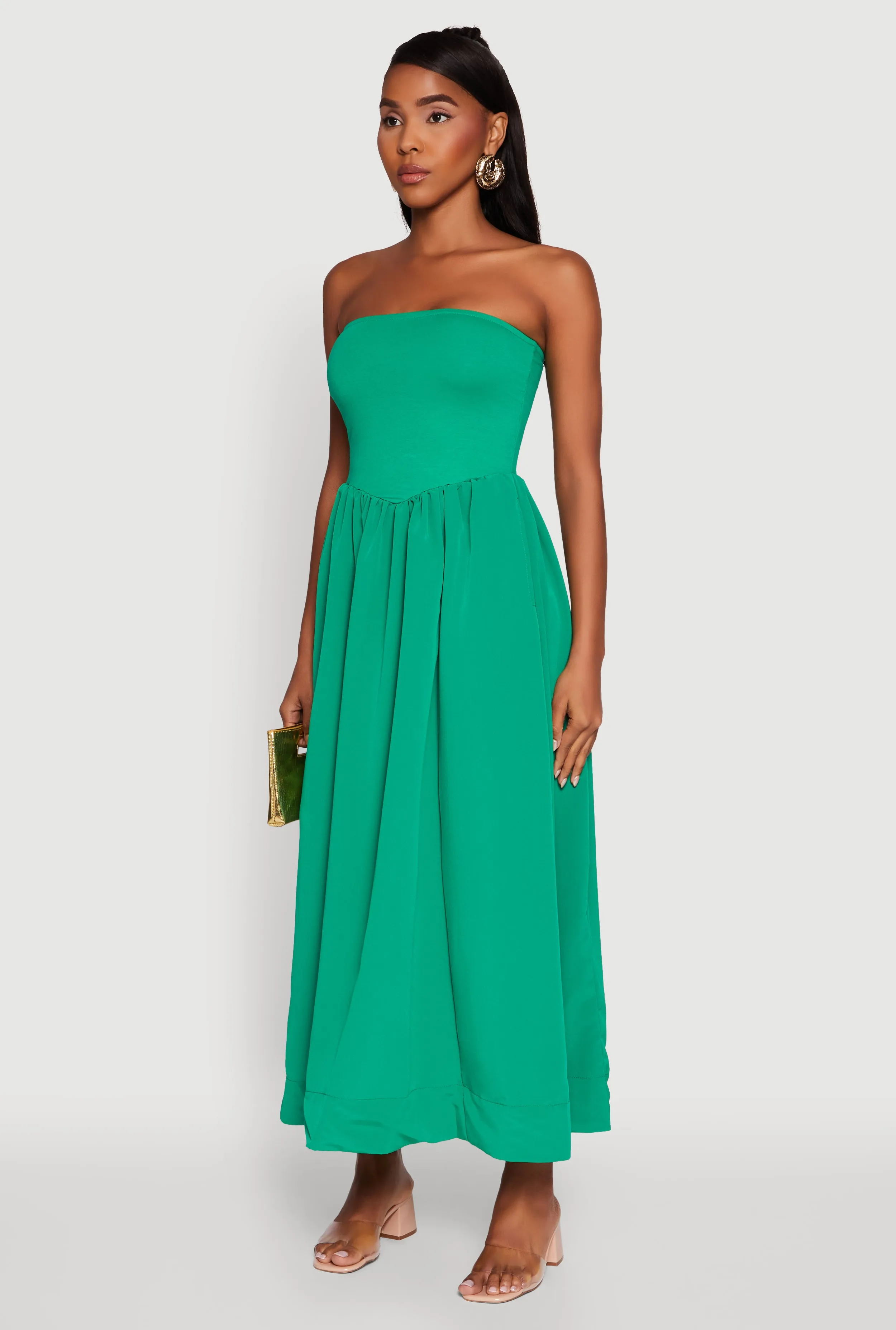 Strapless A-Line Maxi Dress with Pockets Brick Glow With its sophisticated design this dress will always remain a classic wardrobe piece