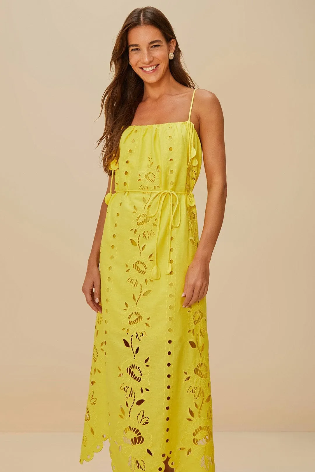 Yellow Richelieu Sleeveless LENZING? ECOVERO? Euroflax? Maxi Dress Wave Crest