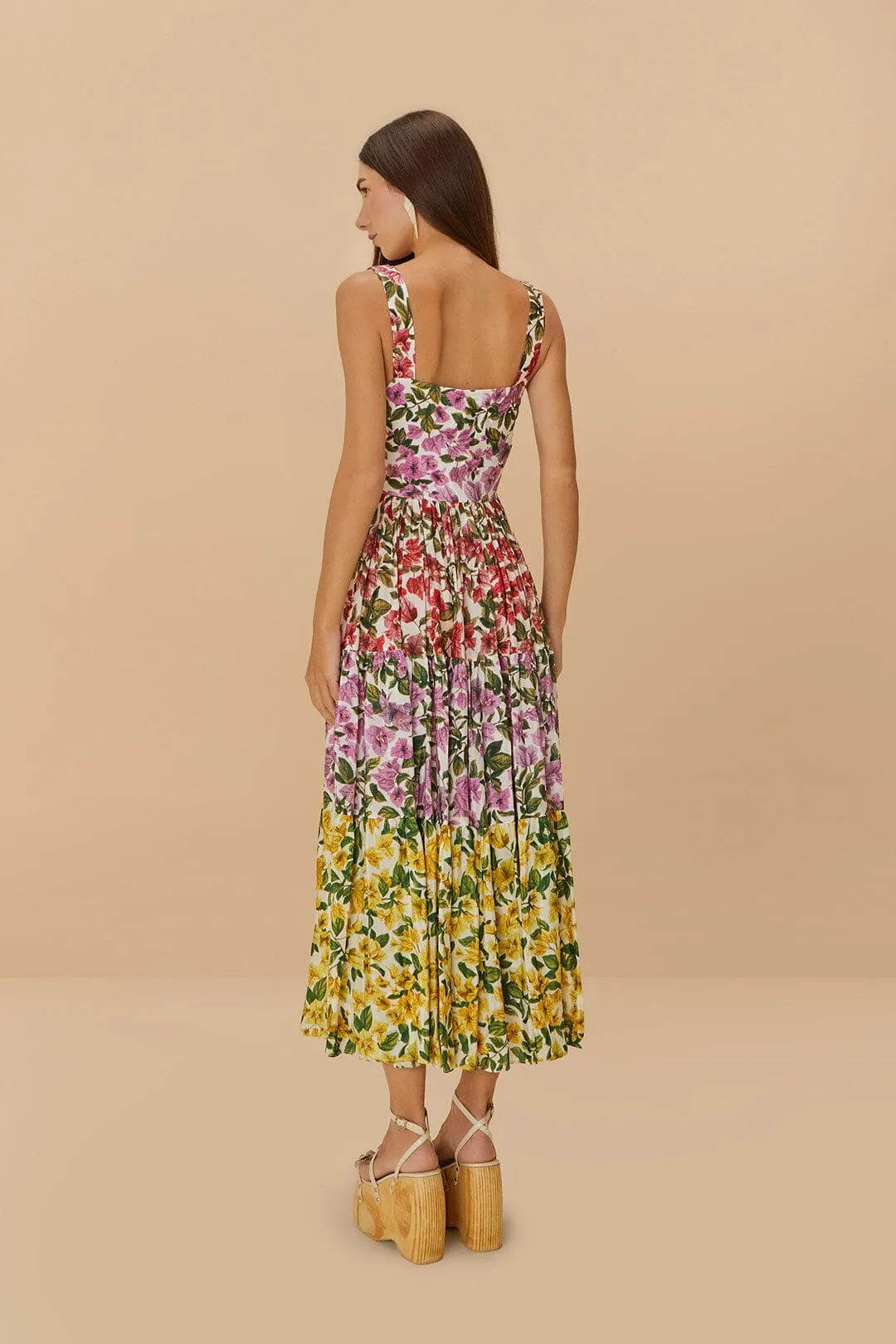 This dress offers a flattering shape that can easily be accessorized for a variety of looks Mixed Bougainvillea Sleeveless Maxi Dress